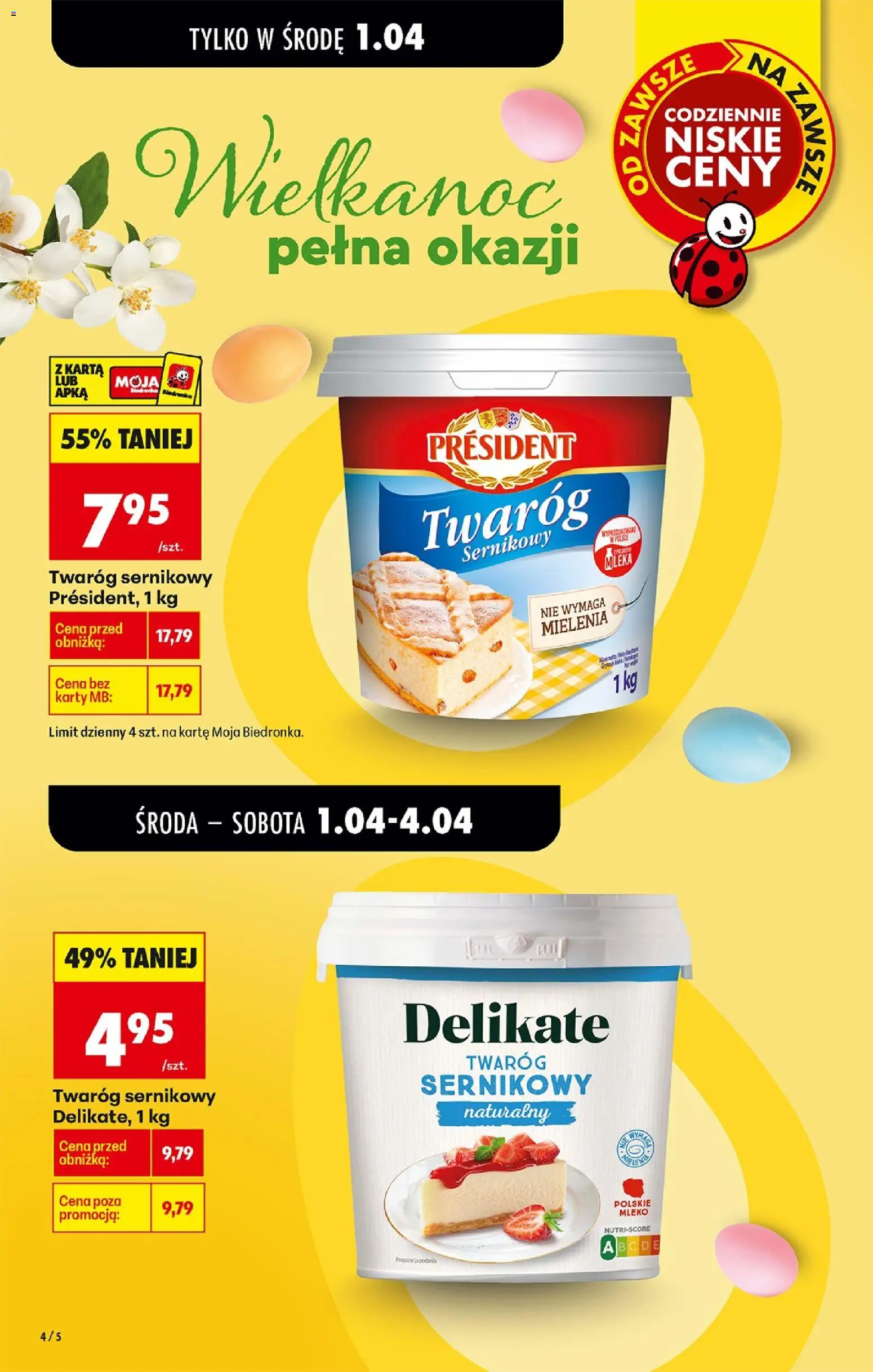 Biedronka gazetka od środy od 01.04.2026 | Strona: 4 | Produkty: Karta, Mleka, Mleko, Twaróg