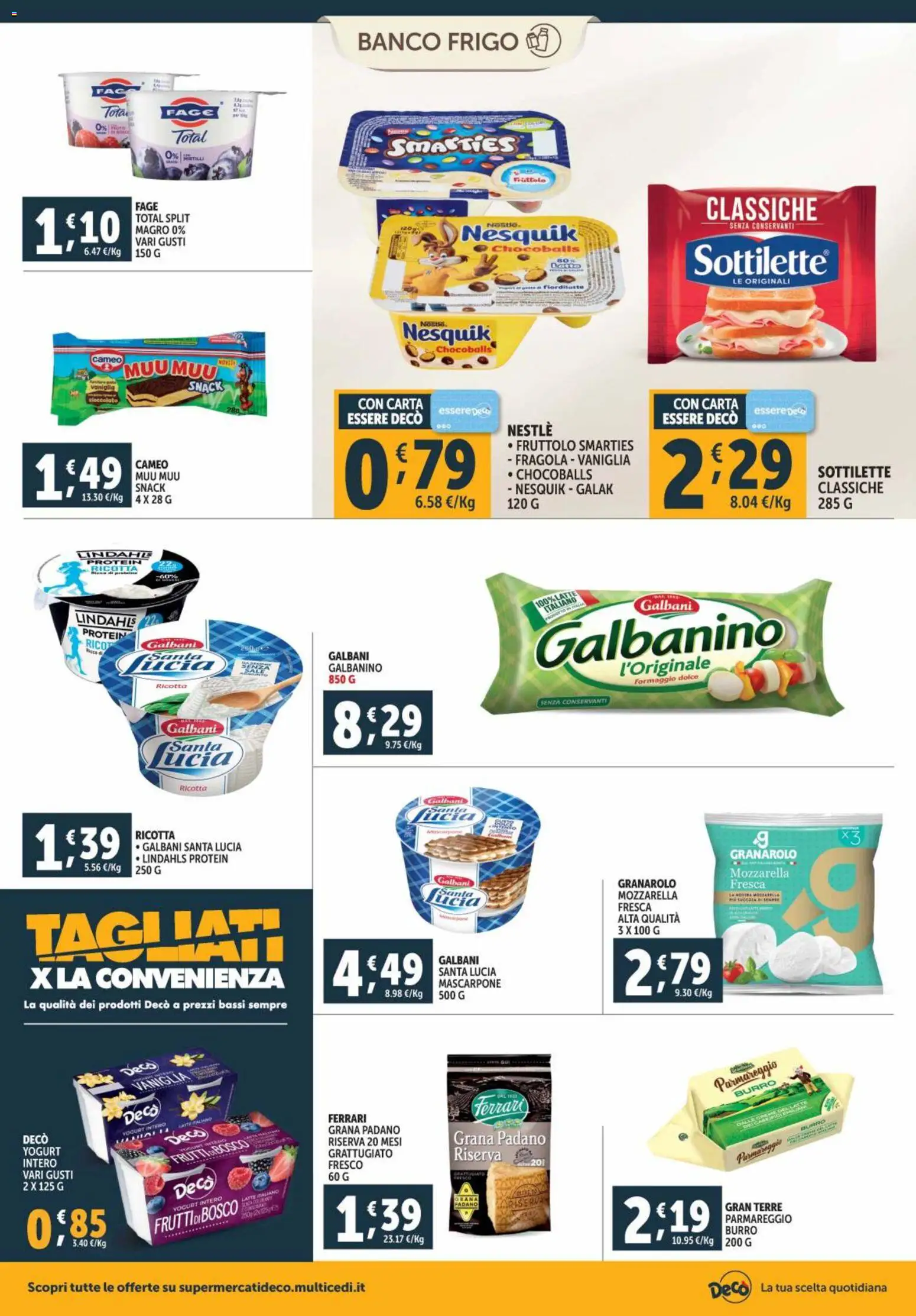 Volantino Decò del 28.10.2025 | Pagina: 8 | Prodotti: Cioccolato, Latte, Formaggio, Burro