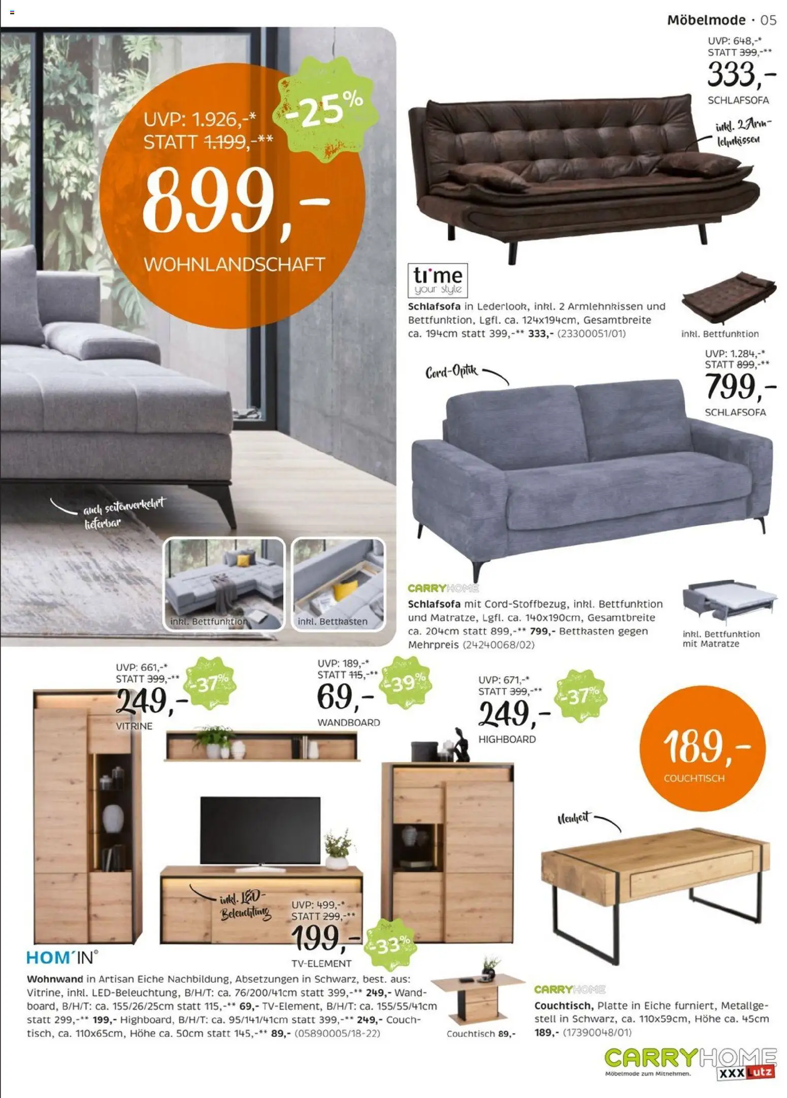 XXXLutz Carry Home gültig ab 10.03.2026 | Seite: 5 | Produkte: Matratze, Couch, Couchtisch