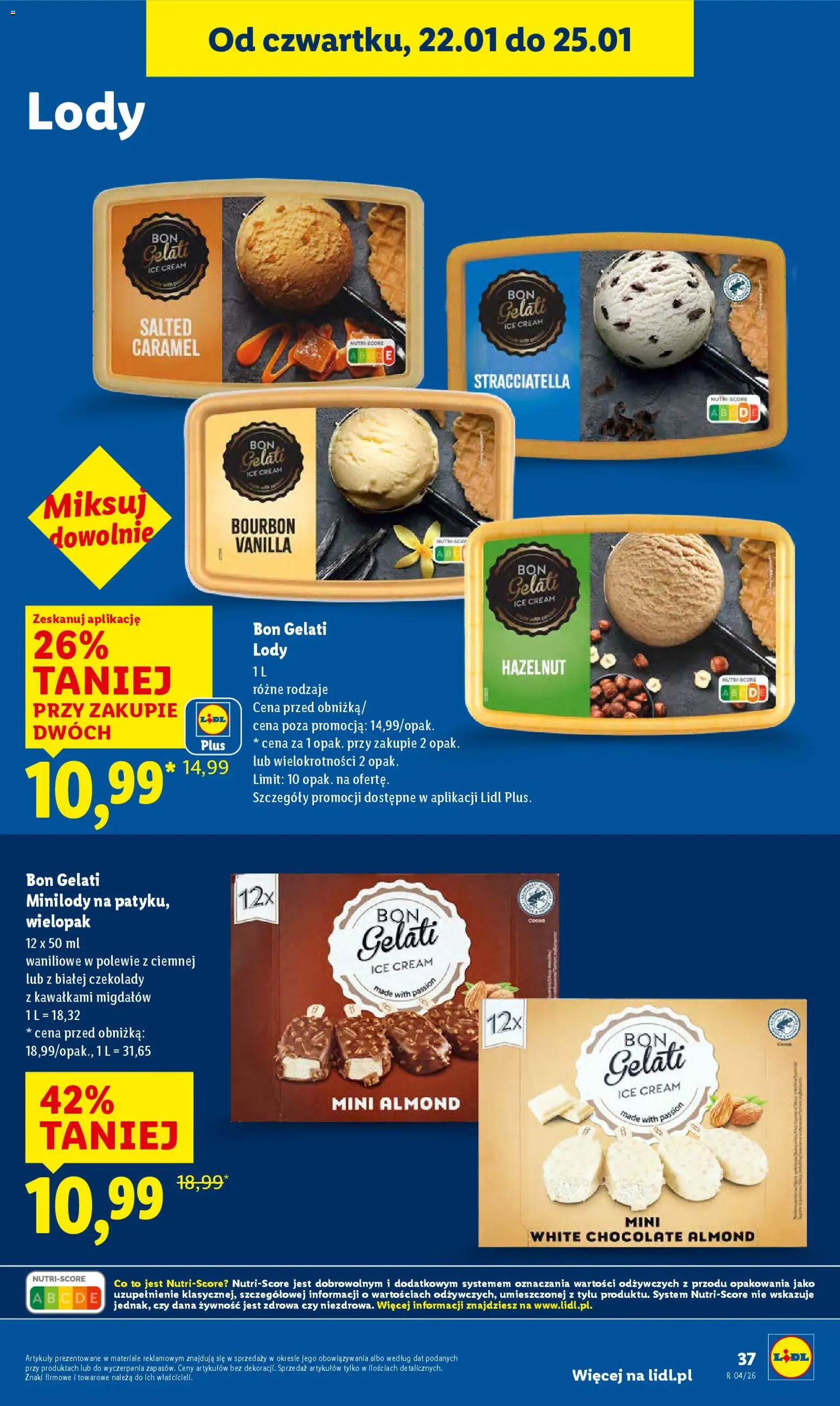 Lidl Gazetka od 22.01.2026 | Strona: 37 | Produkty: Czekolady, Bourbon, Lody