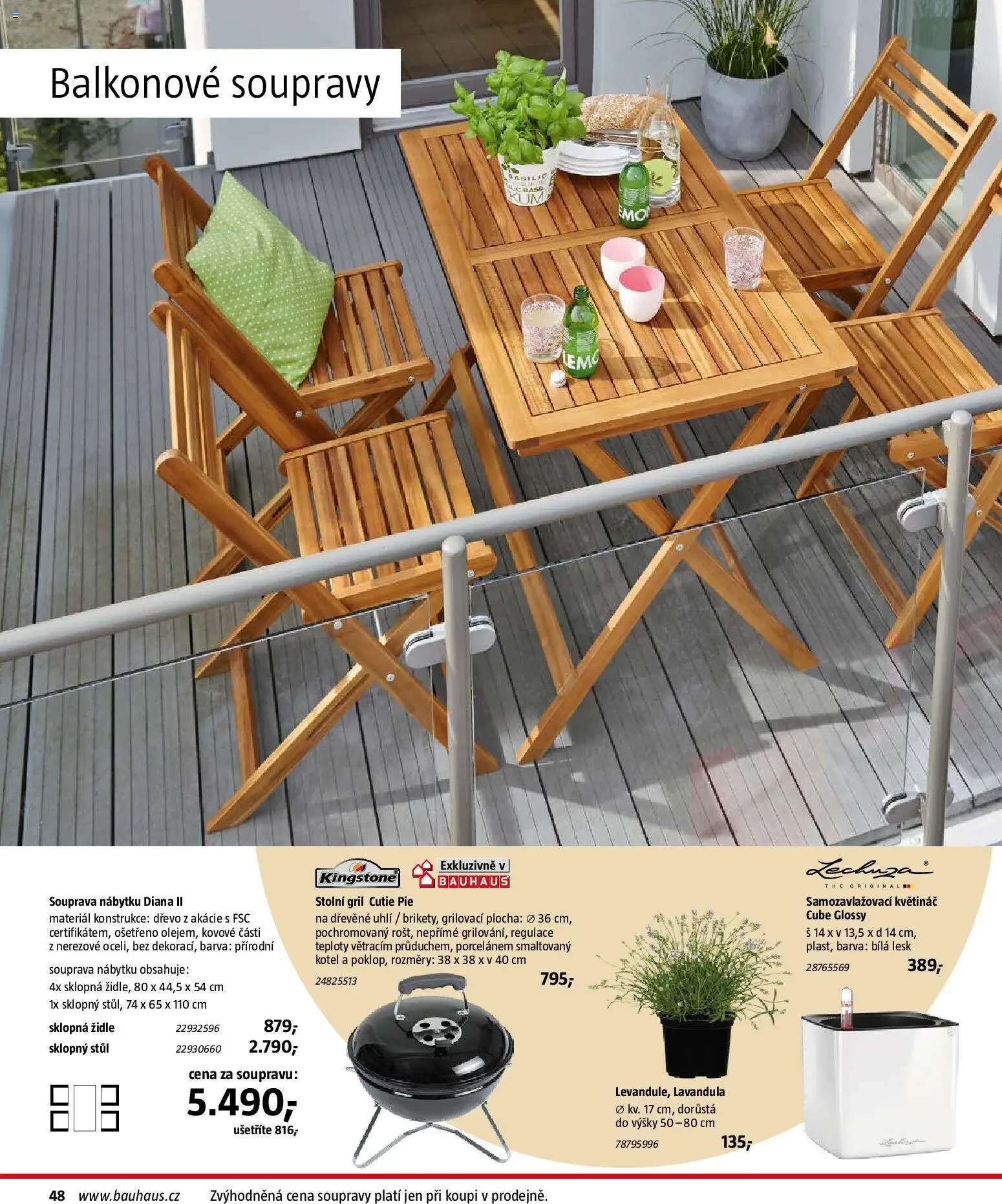 Bauhaus katalog Záhradní nábytek od 08.04.2026 | Strana: 48 | Produkty: Stolní gril, Stůl, Židle, Květináč