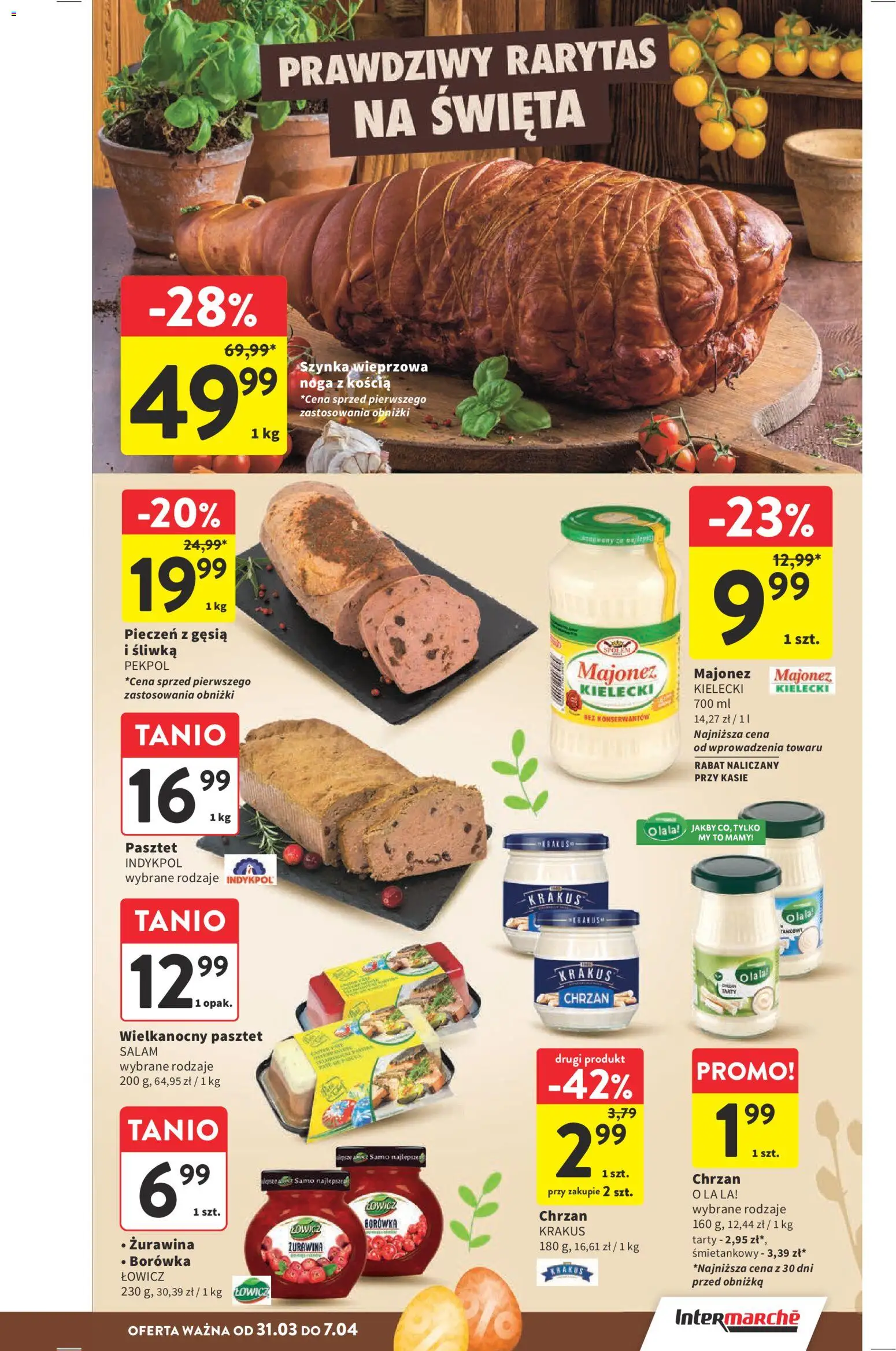 Intermarche gazetka od 31.03.2026 | Strona: 19 | Produkty: Szynka wieprzowa, Szynka, Żurawina, Majonez