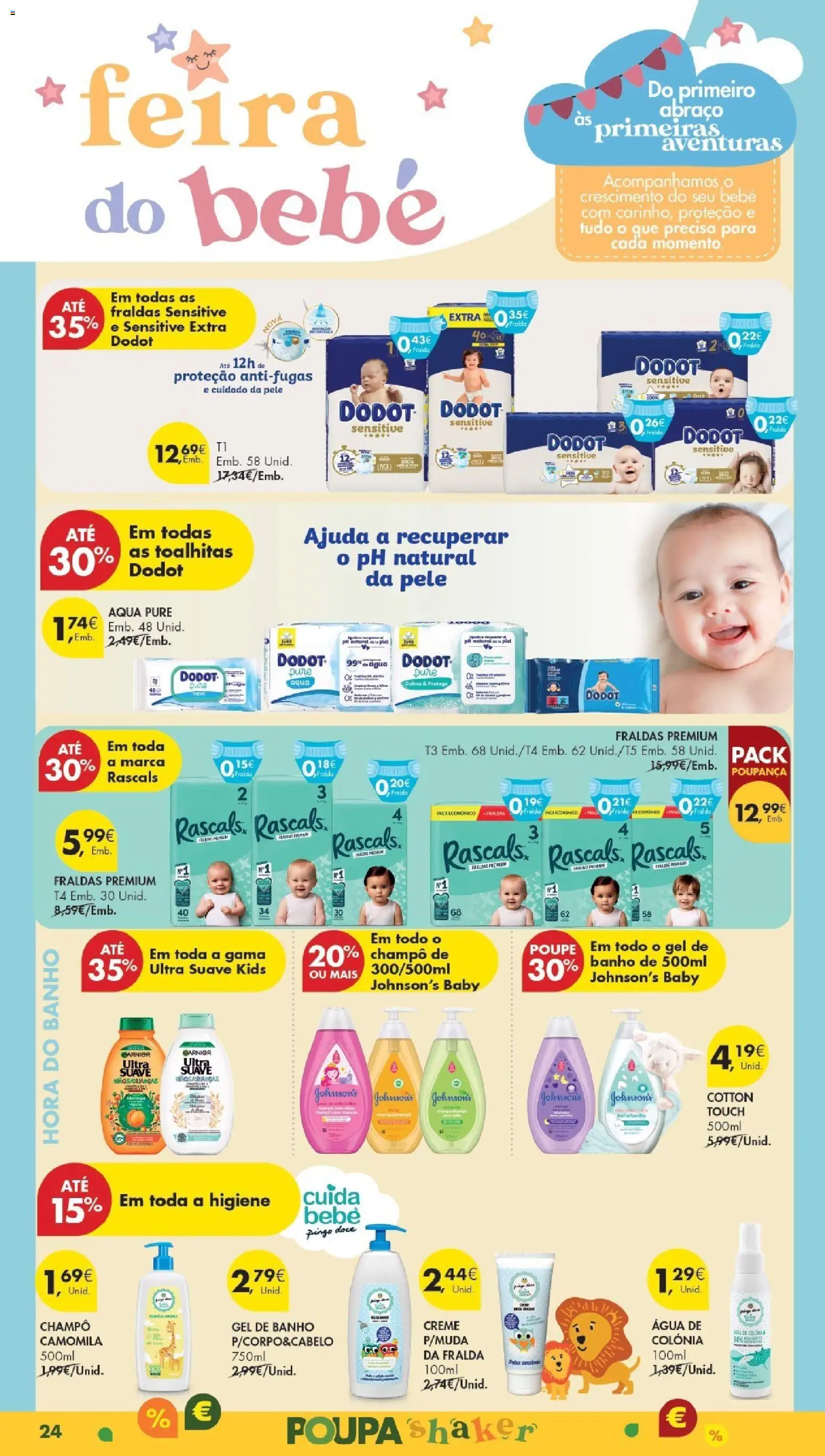 Pingo Doce Poupe Esta Semana Madeira │ válido de 20.01.2026 | Página: 24 | Produtos: Fraldas, Shampoo, Gel de banho, Banho