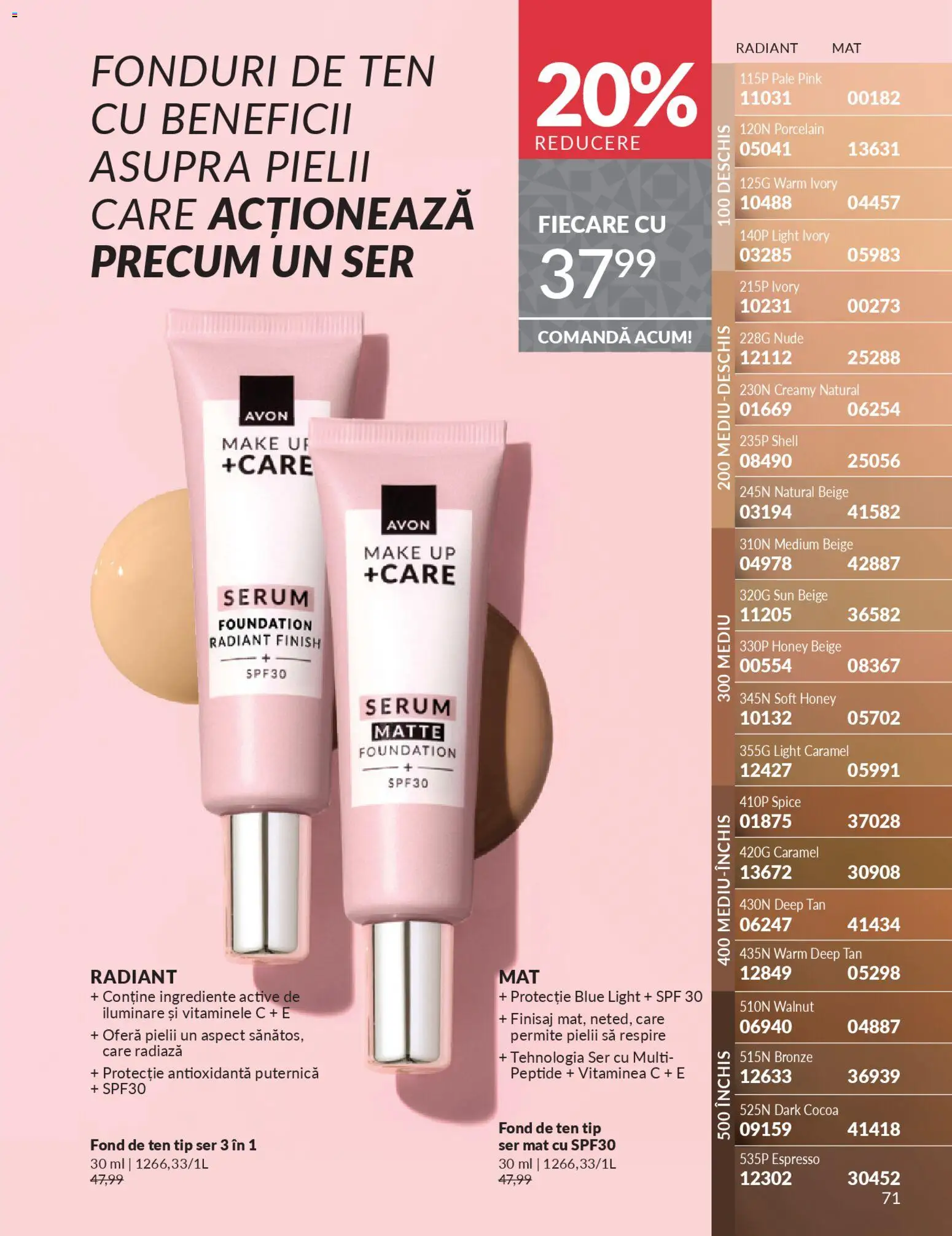 Noul catalog Avon – valabil de la 01.11.2025 | Pagină: 71 | Produse: Fond de ten, Serum