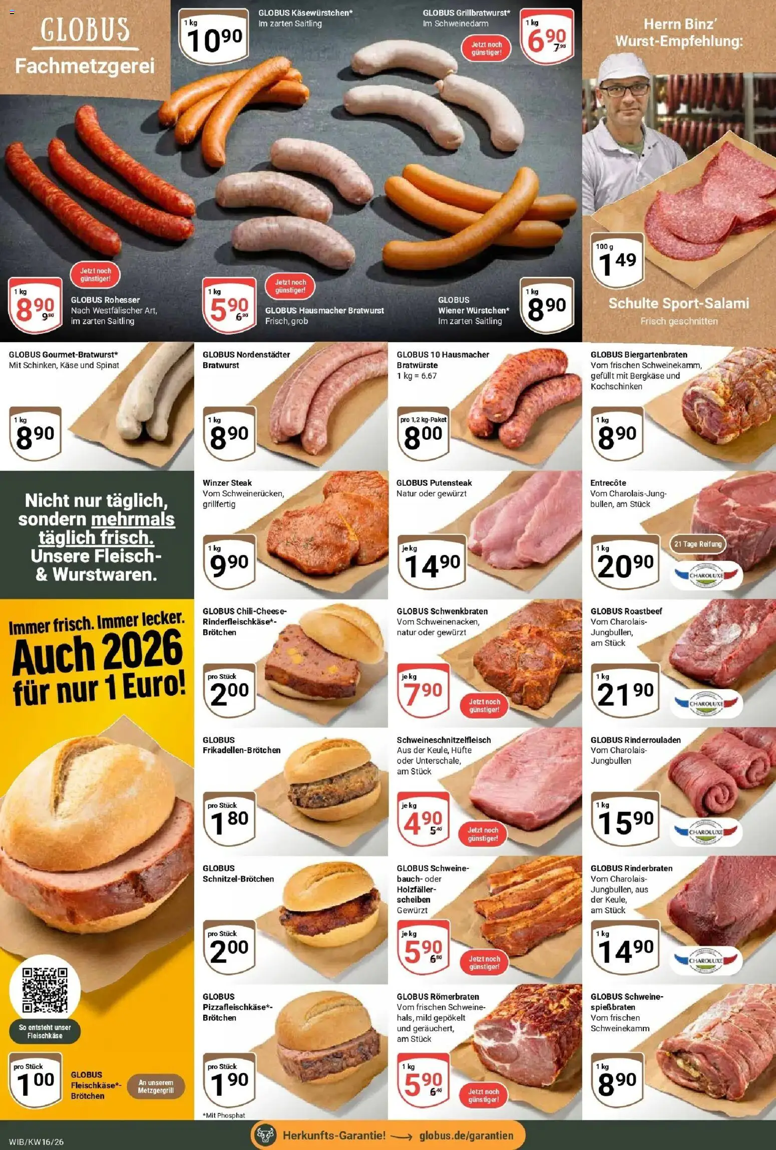 Globus Prospekt Wiesbaden-Nordenstadt	 – gültig ab 12.04.2026 | Seite: 8 | Produkte: Rinderbraten, Käse, Bratwurst, Roastbeef