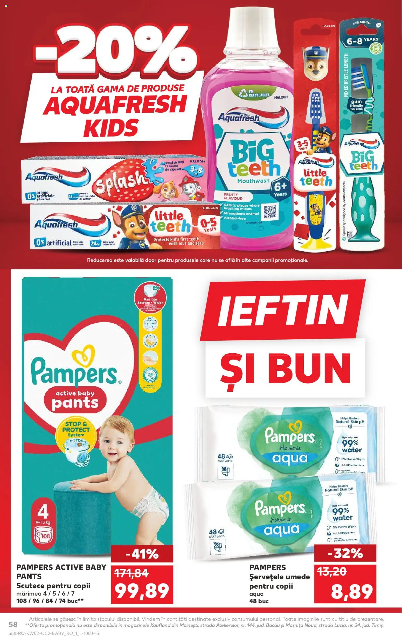 Kaufland RO akciós ujság - amely érvényes a következő dátumtól: 07.01.2026 | Oldal: 58 | Termékek: Pampers