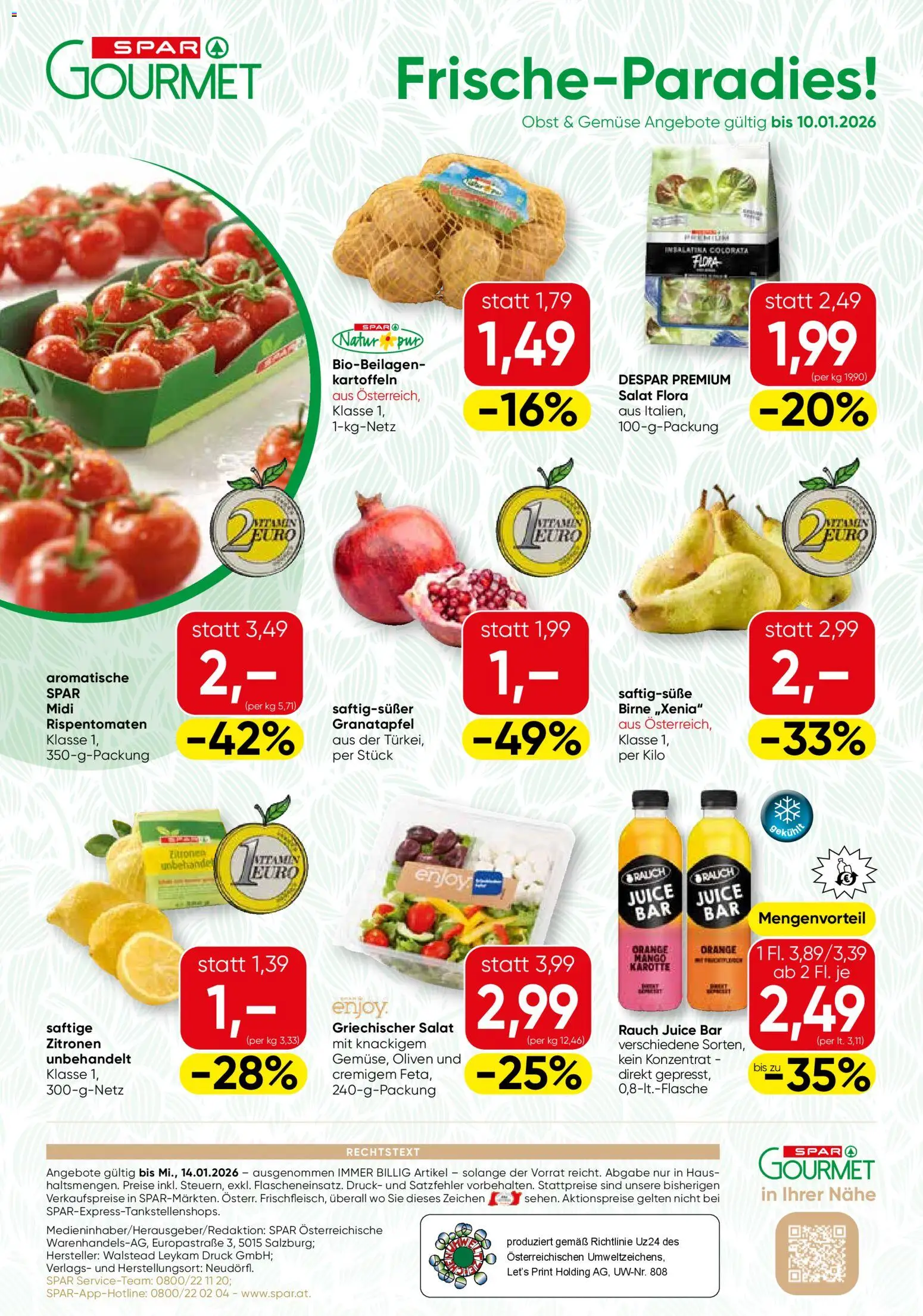 SPAR Gourmet Flugblatt gültig ab 08.01.2026 | Seite: 8 | Produkte: Kartoffeln, Gemüse, Mango, Szeder