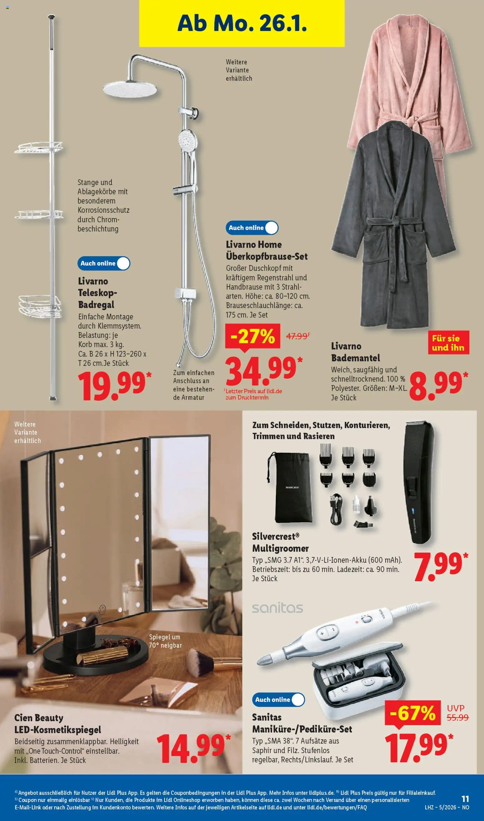 Lidl Prospekt Holzminden – gültig ab 26.01.2026 | Seite: 29 | Produkte: Armatur, Badregal, Bademantel, Duschkopf