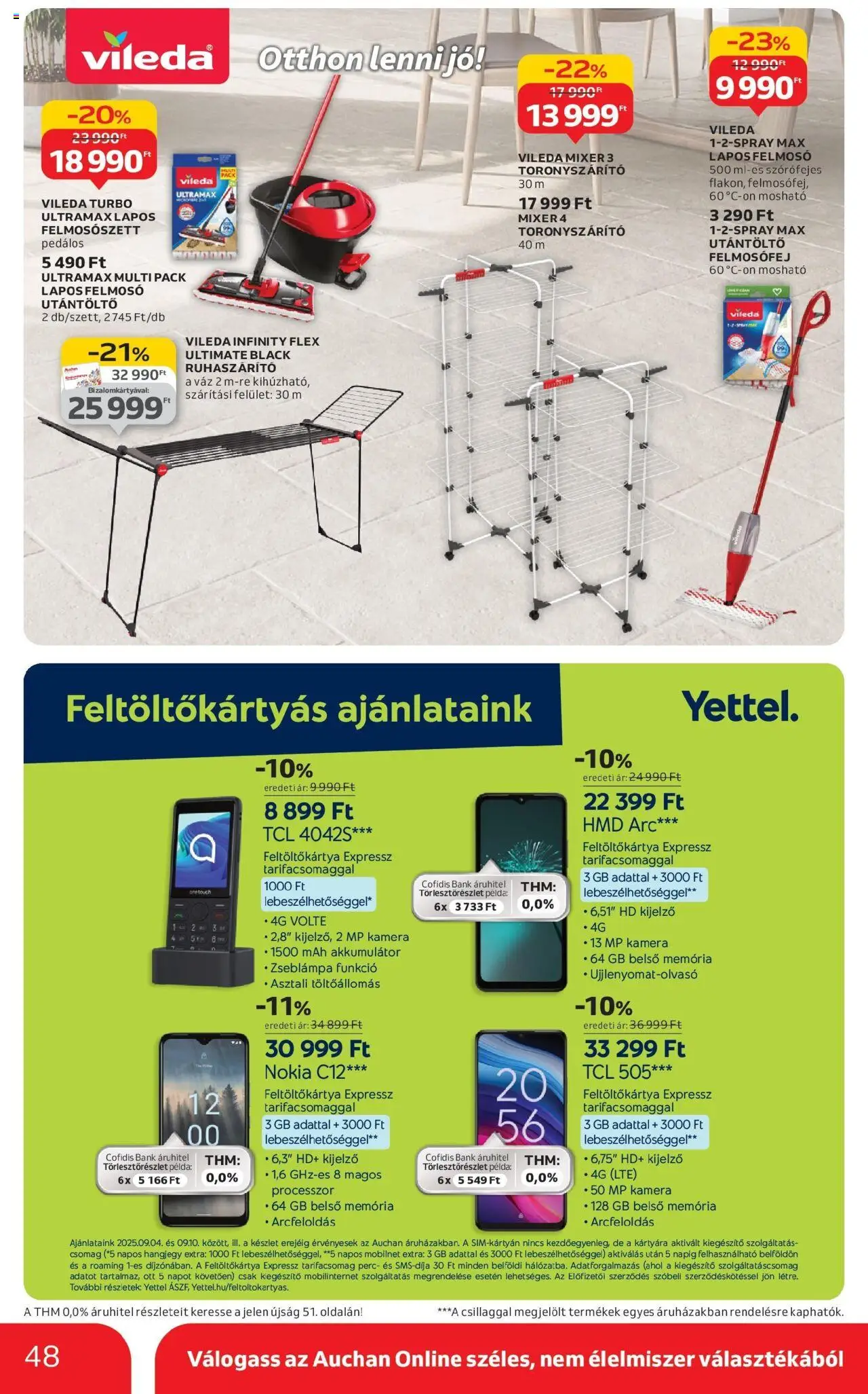 Auchan akciós ujság - amely érvényes a következő dátumtól: 04.09.2025 | Oldal: 48 | Termékek: Felmosó, Kamera, Ruhaszárító, Vileda