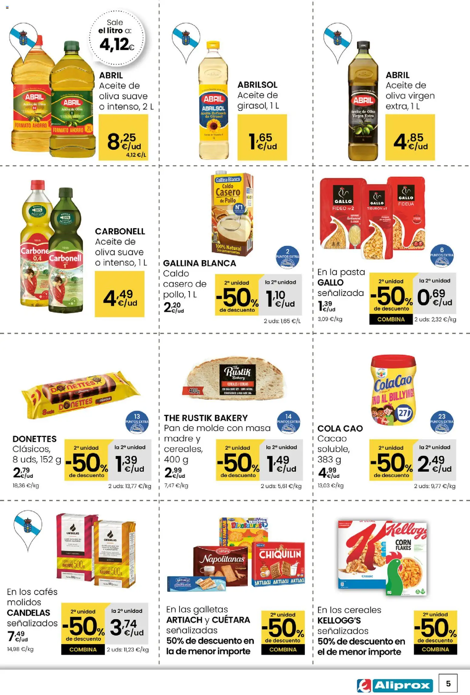 Eroski - Ofertas Aliprox │ válido desde el 15.01.2026 | Página: 5 | Productos: Pan, Cereales, Pasta, Galletas