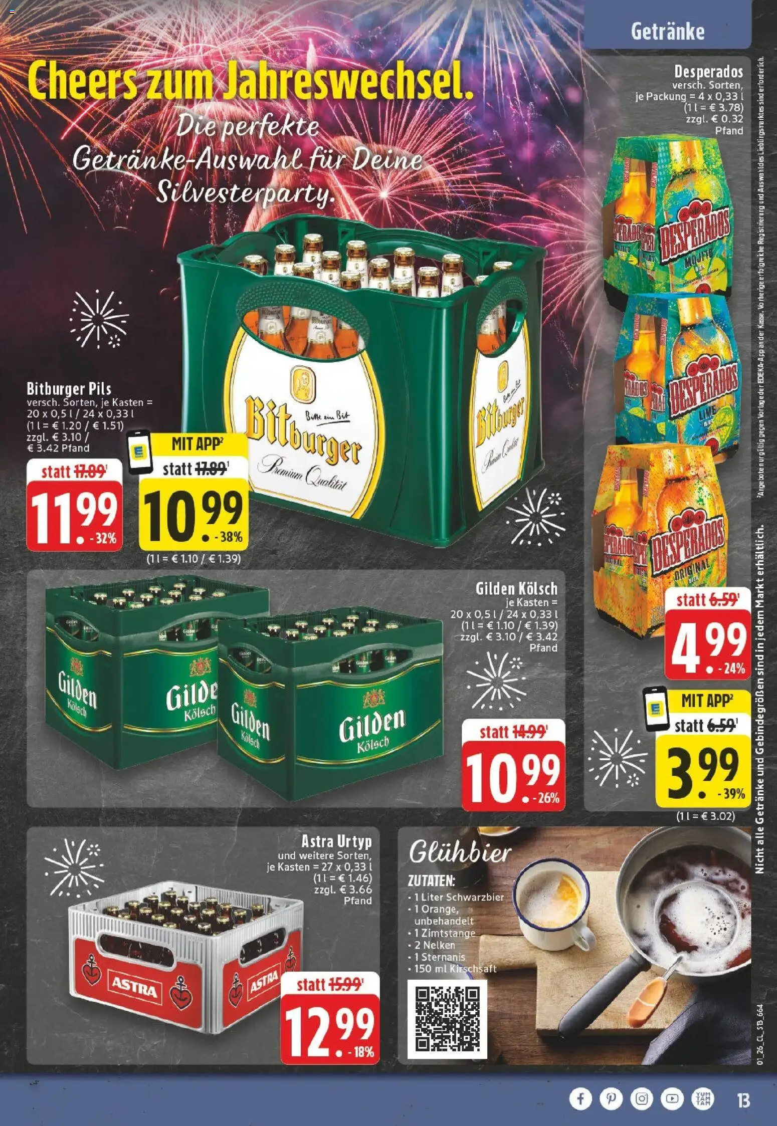 Edeka prospekt Hennef - Uckerath	 – gültig ab 28.12.2025 | Seite: 13 | Produkte: Bitburger, Pils, Astra, Desperados