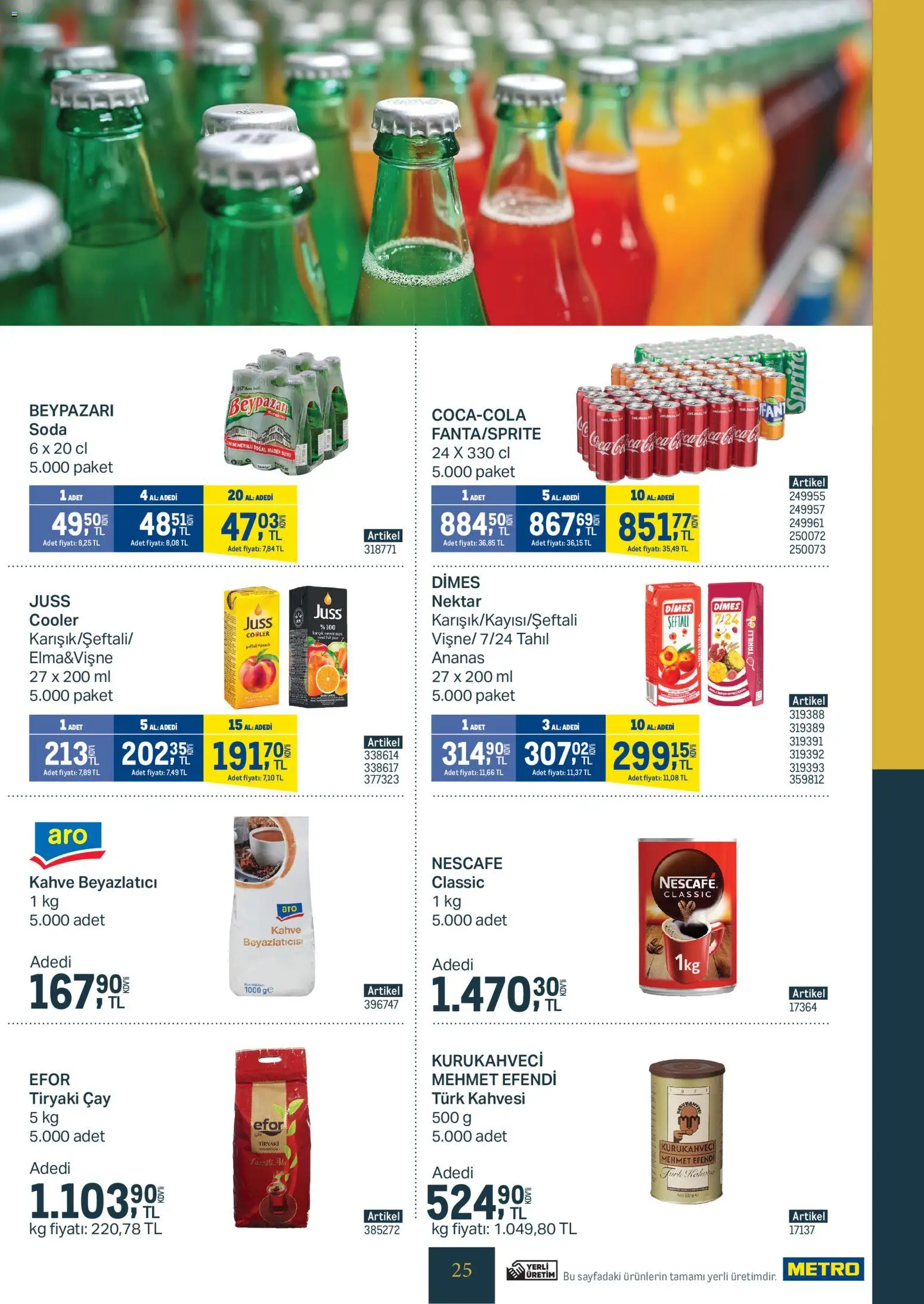 Metro - Kurum ve İşletme Mutfakları - 04.02.2026 tarihinden itibaren geçerlidir | Sayfa: 25 | Ürünler: Çay, Ananas, Tahıl, Sprite