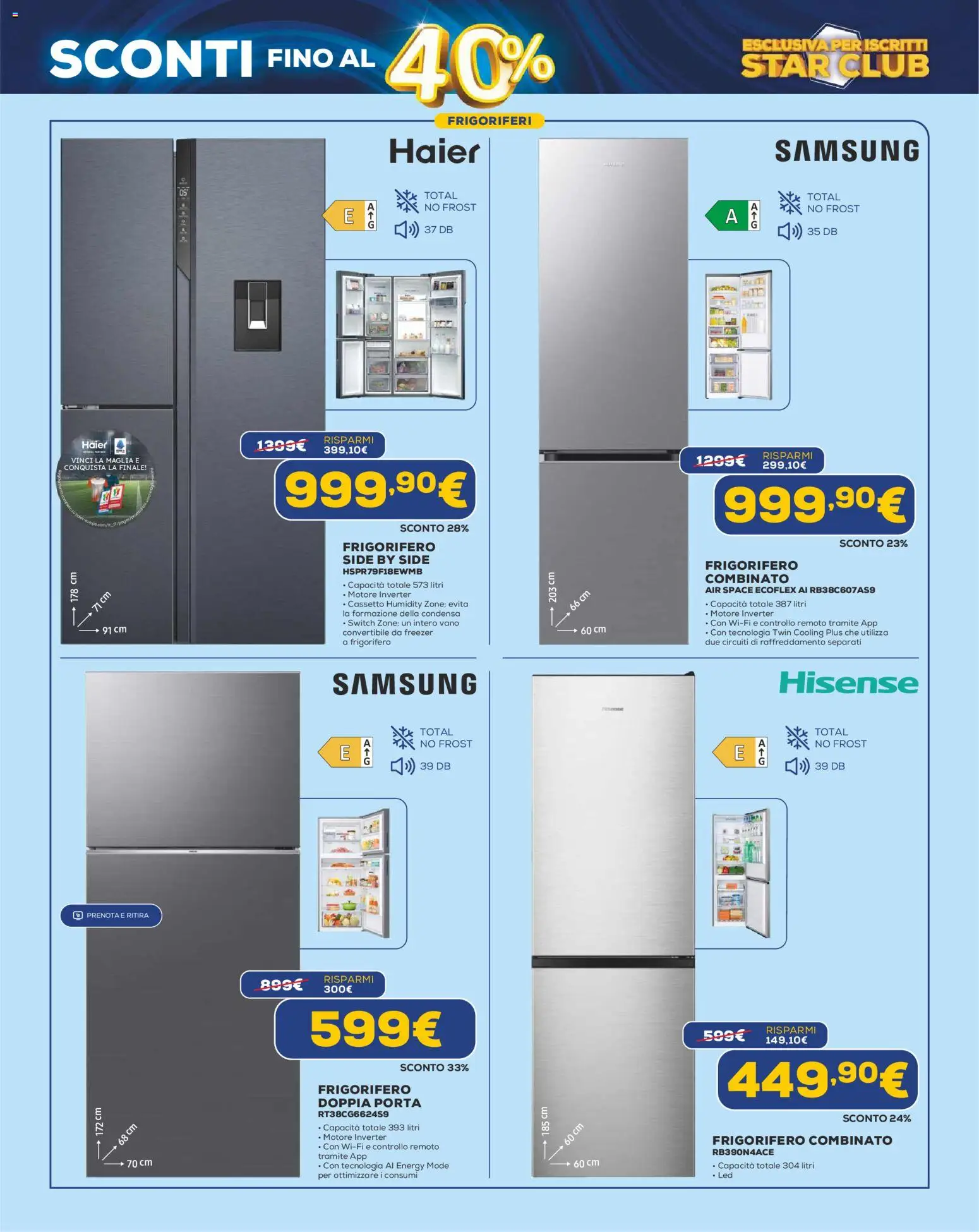 Volantino Euronics del 23.04.2026 | Pagina: 6 | Prodotti: Freezer, Frigorifero, Frigorifero combinato, Samsung