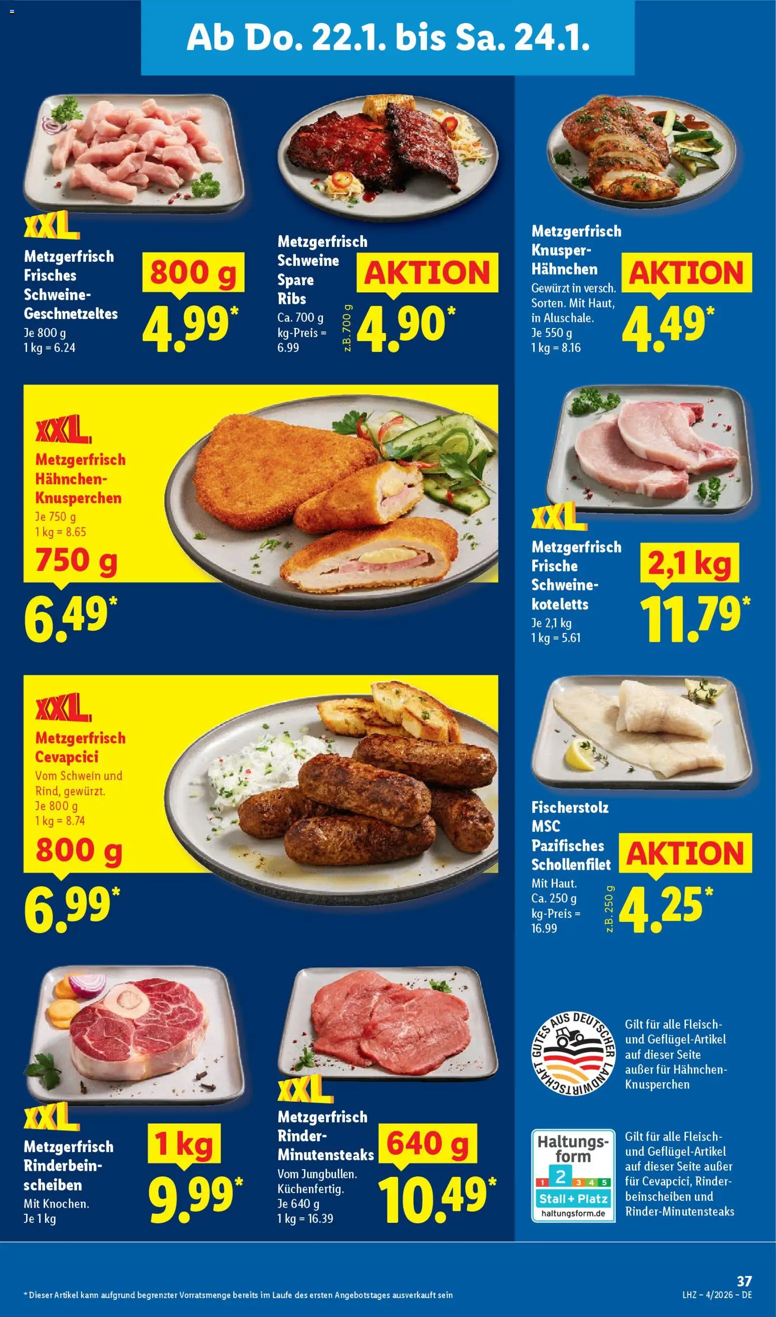Lidl Prospekt Ochsenfurt – gültig ab 19.01.2026 | Seite: 55 | Produkte: Hahnchen, Spare ribs, Cevapcici, Fleisch