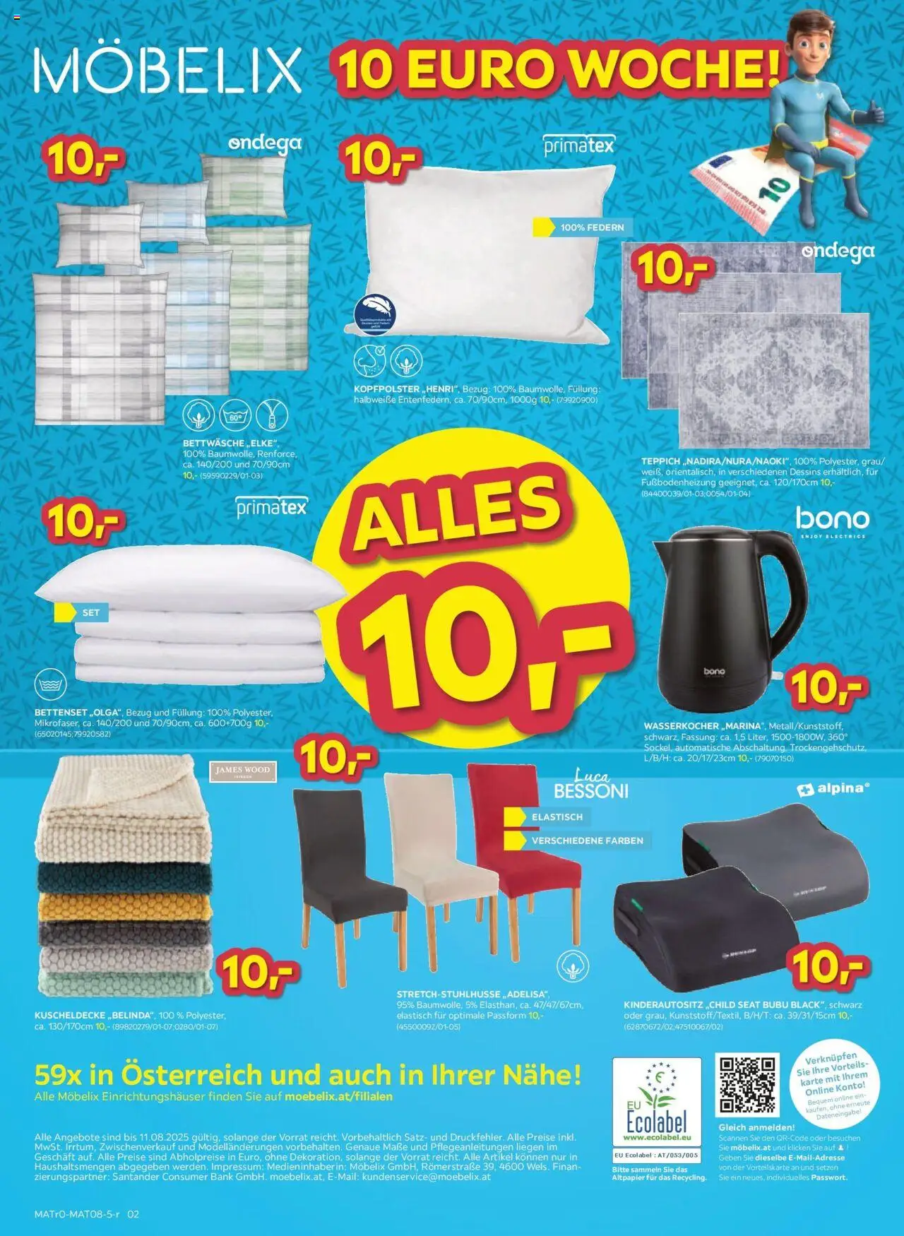 Möbelix  10 Euro Woche gültig ab 05.08.2025 | Seite: 2 | Produkte: Wasserkocher, Teppich