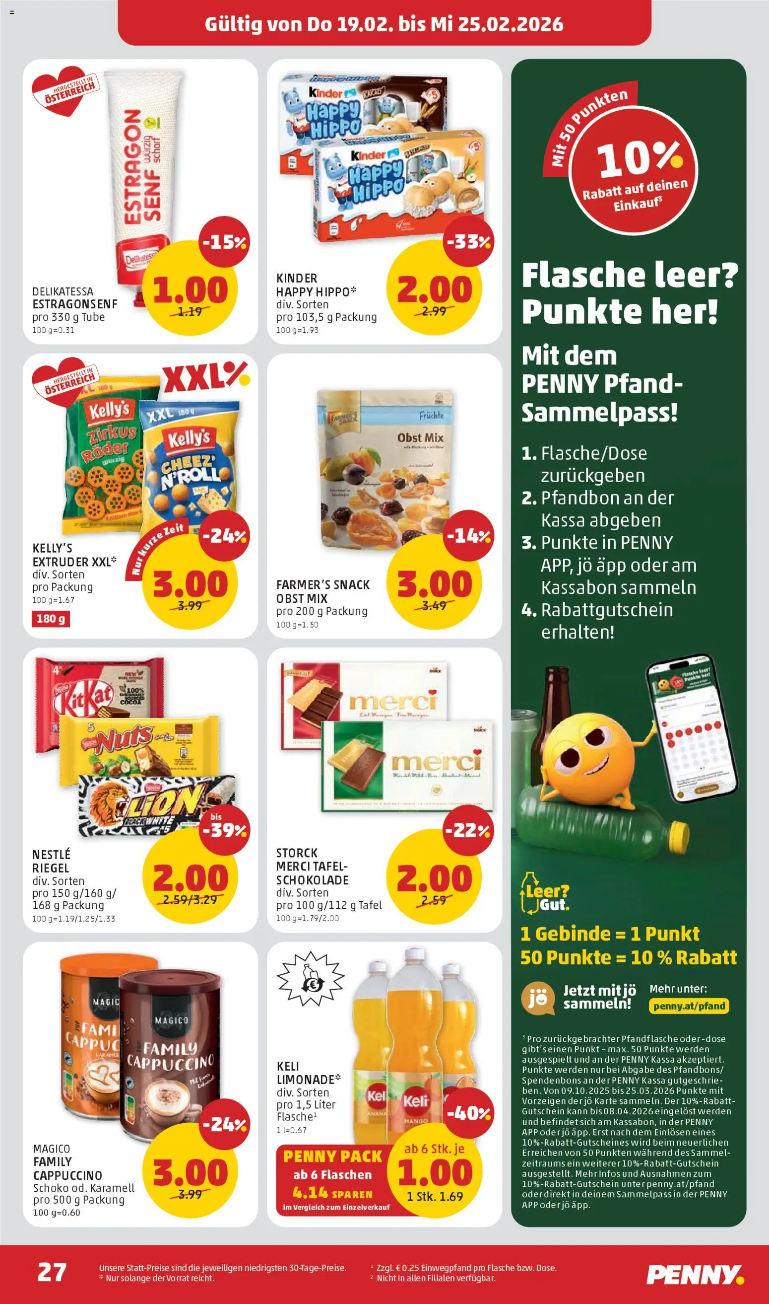 Penny Markt Flugblatt gültig ab 19.02.2026 | Seite: 27 | Produkte: Obst, Schokolade