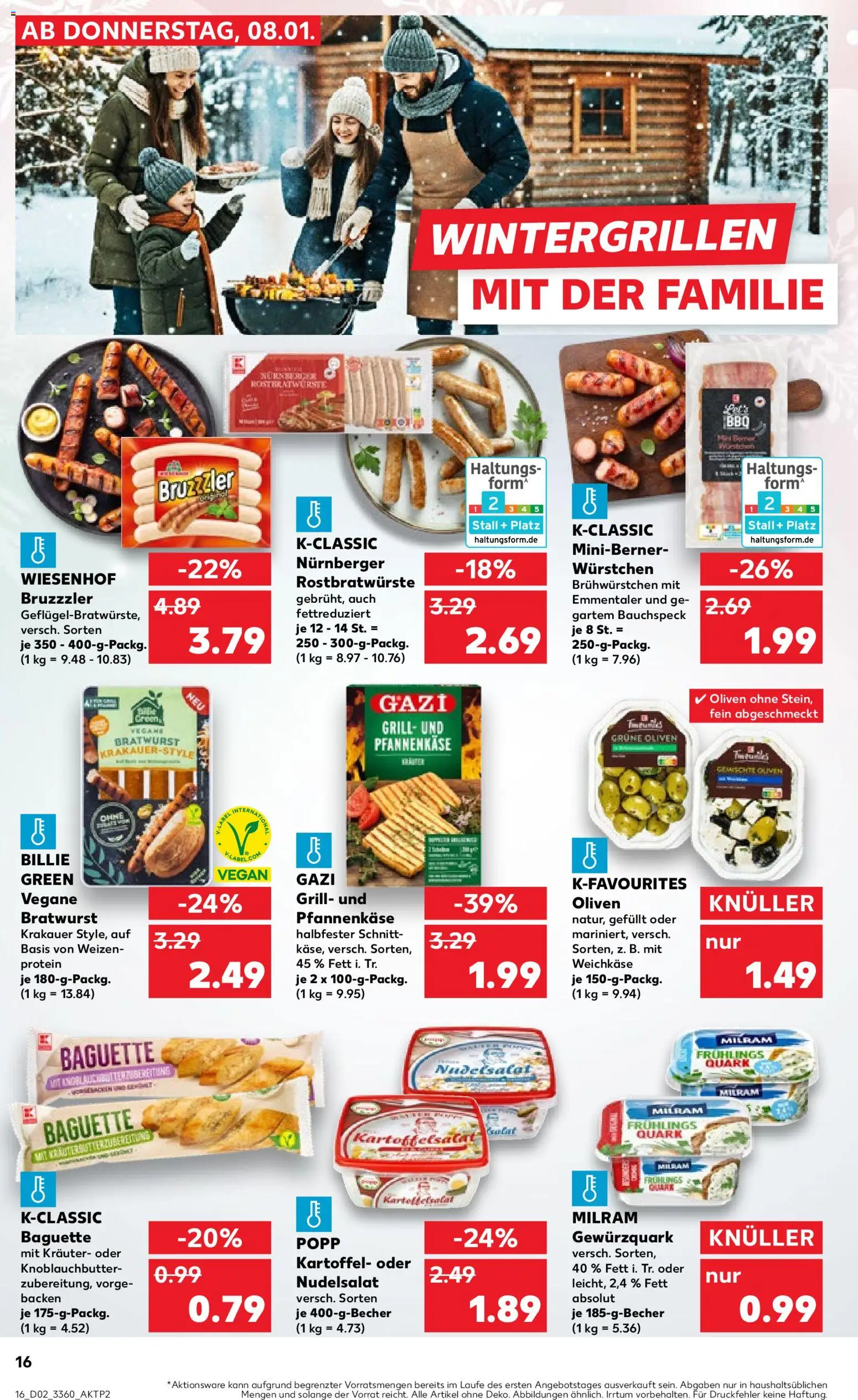Kaufland prospekt Frankfurt (Oder)	 – gültig ab 08.01.2026 | Seite: 16 | Produkte: Grill, Bratwurst, Baguette, Milram