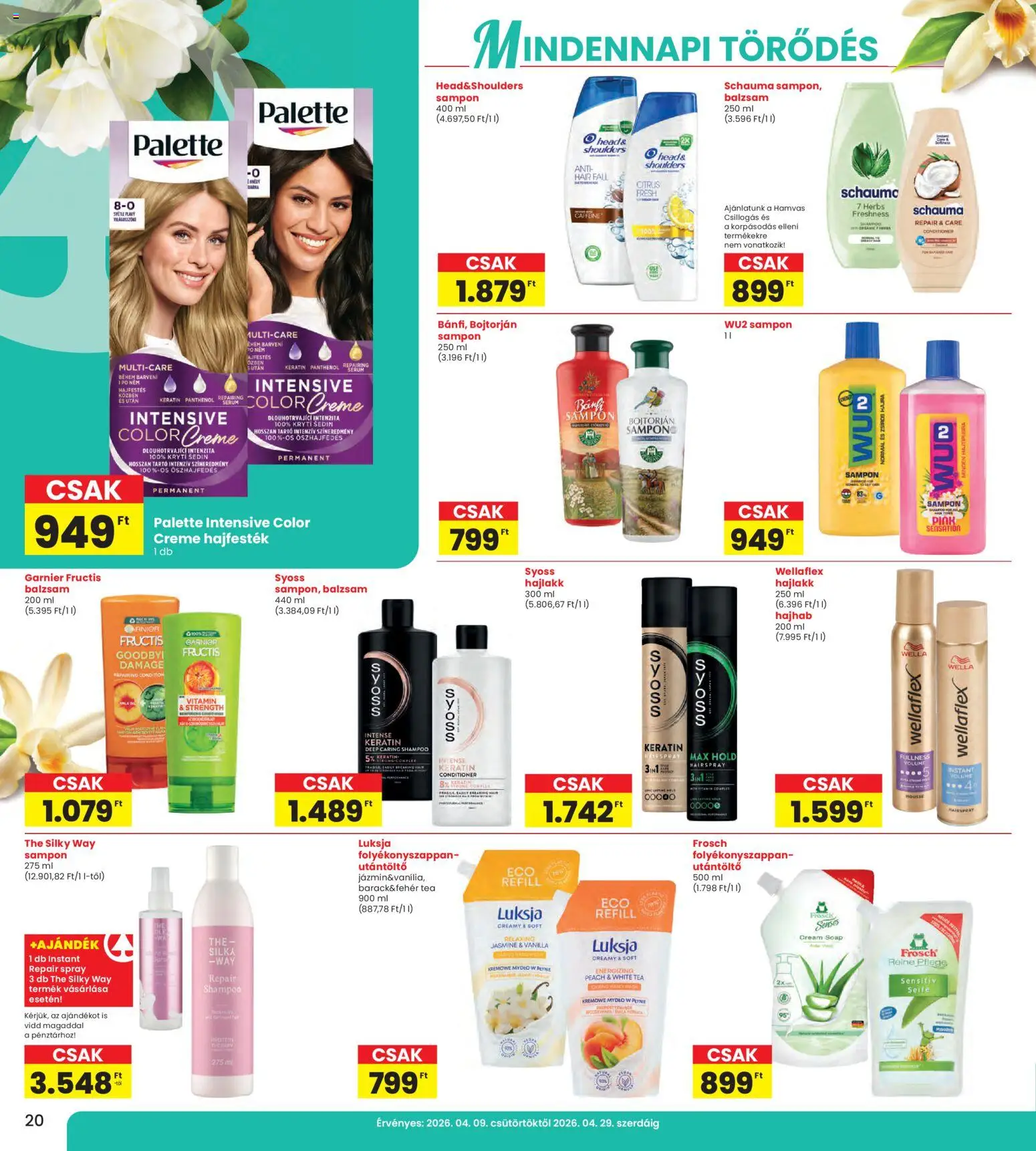 Interspar akciós ujság - amely érvényes a következő dátumtól: 23.04.2026 | Oldal: 20 | Termékek: Hajhab, Hajfesték, Hajlakk, Tea