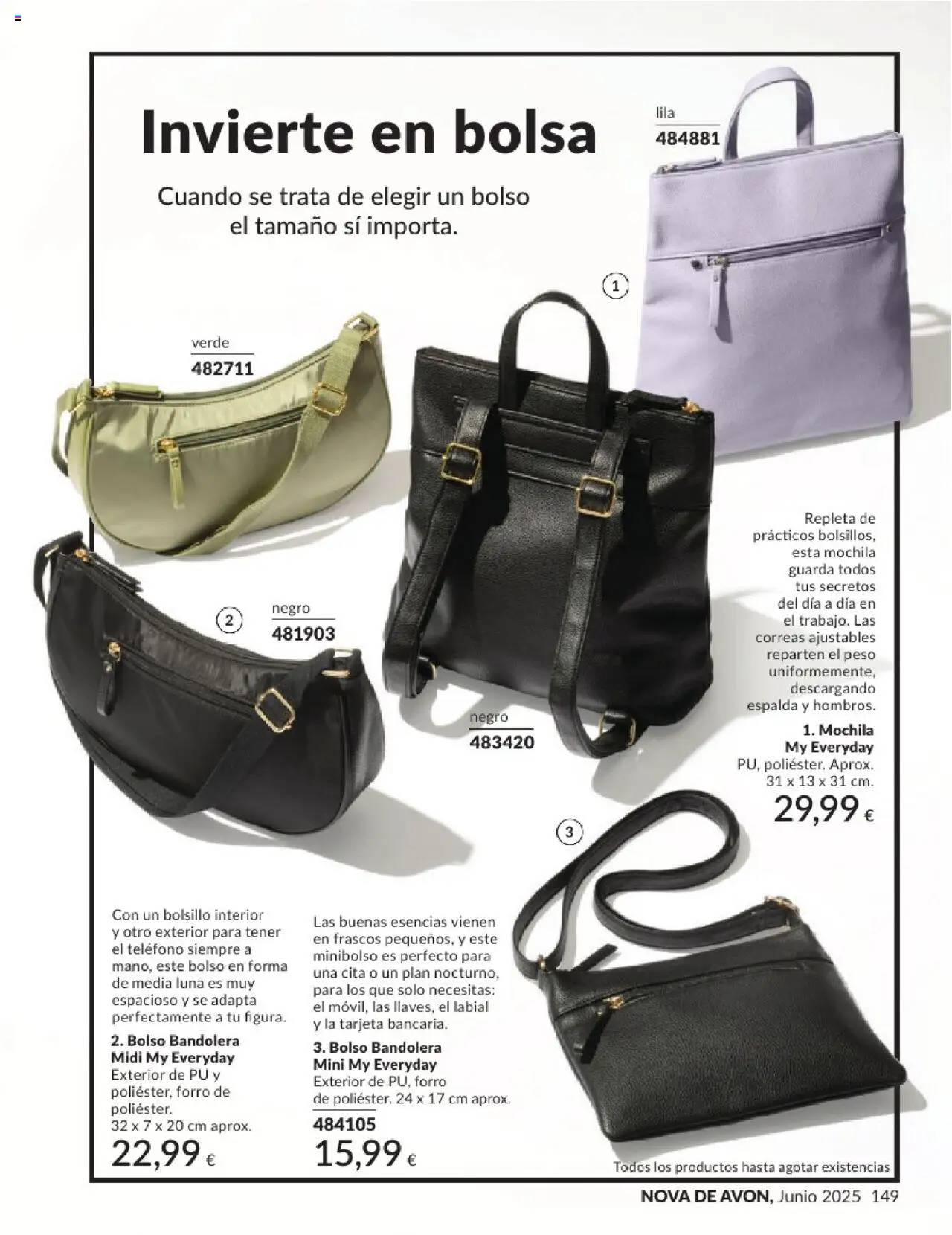 Catálogo AVON campaña 6 │ válido desde el 01.06.2025 | Página: 149 | Productos: Bolso, Mochila, Teléfono, Bolsa