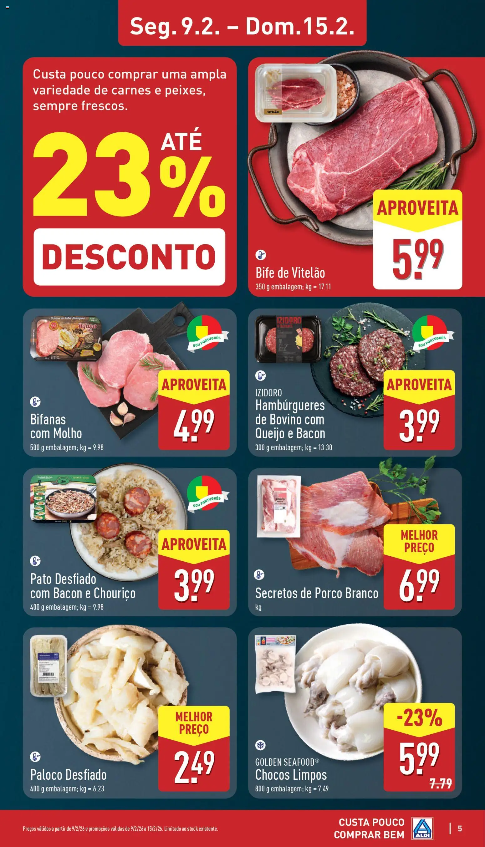 Aldi folheto │ válido de 09.02.2026 | Página: 5 | Produtos: Bacon, Queijo, Chouriço