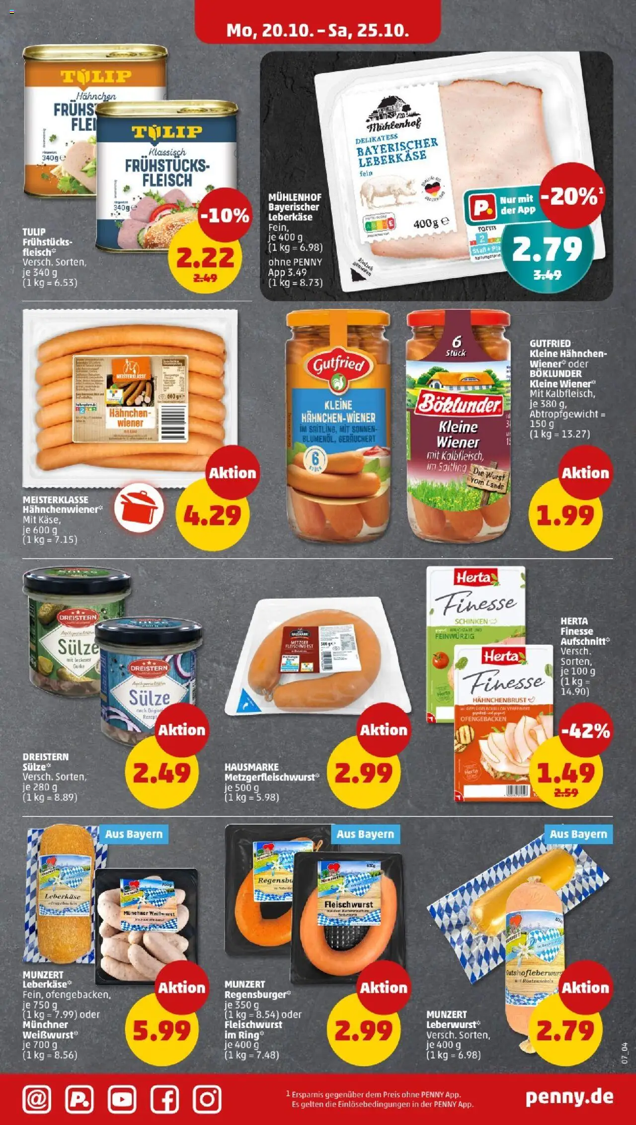 Penny - Bayern – gültig ab 20.10.2025 | Seite: 7 | Produkte: Wurst, Fleisch, Hahnchenbrust, Leberkase