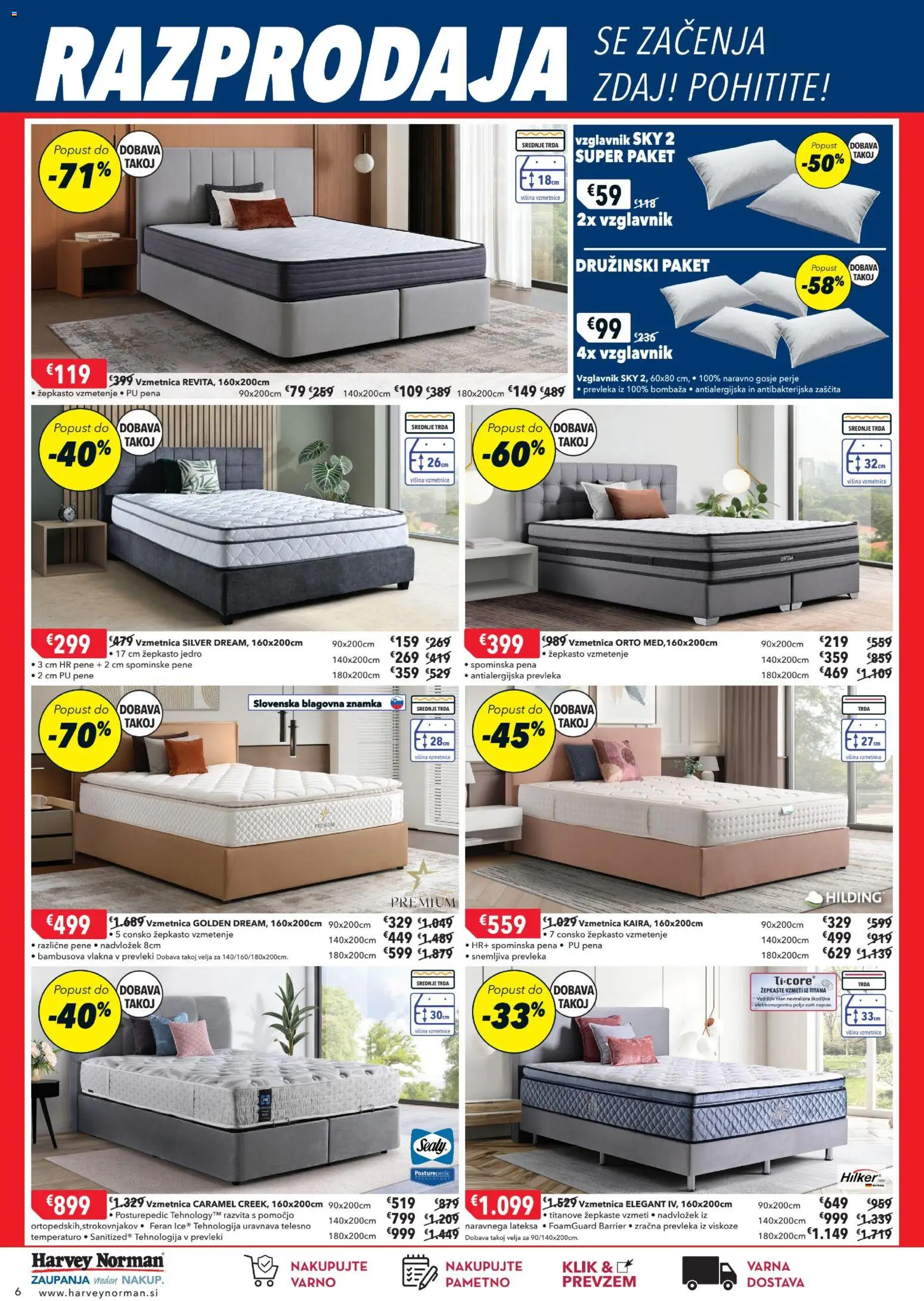 Novi Harvey Norman katalog ponudbe – veljaven od 22.12.2025 | Stran: 6 | Izdelki: Vzglavnik, Nadvložek, Vzmetnica, Prevleka