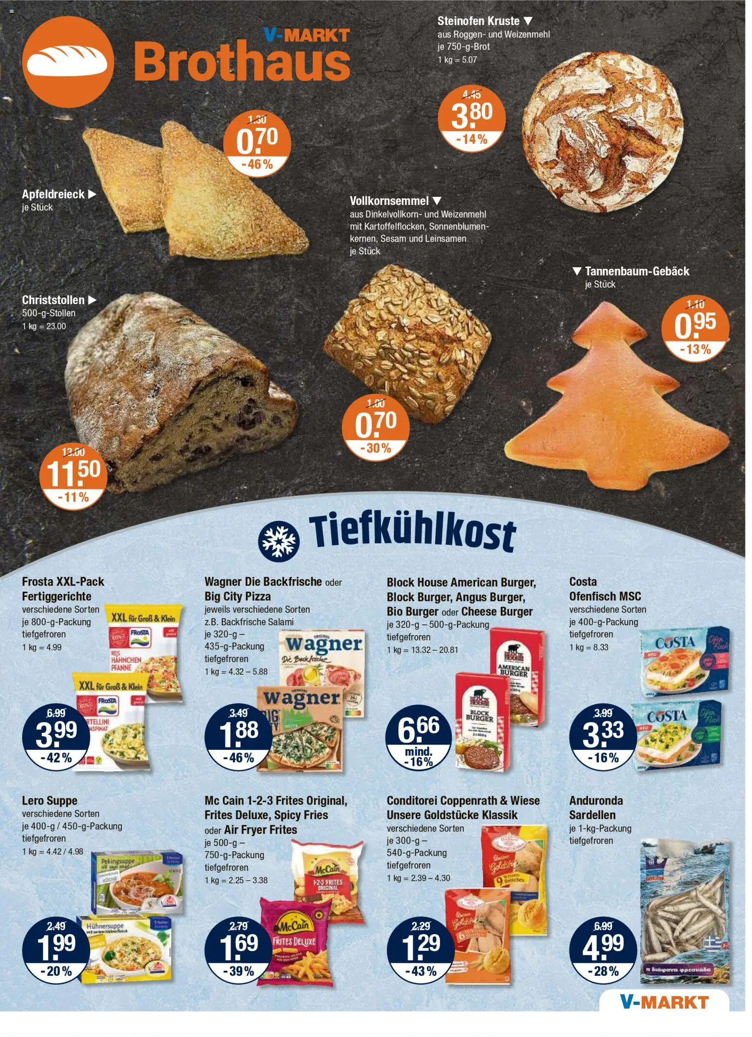 V-Markt - Hallertau / Oberpfalz – gültig ab 11.12.2025 | Seite: 9 | Produkte: Burger, Weizenmehl, Frosta, Salami