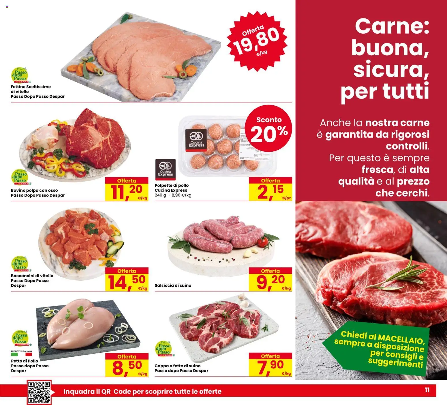 Volantino Despar del 22.01.2026 | Pagina: 11 | Prodotti: Bovino, Pollo, Salsiccia, Vitello