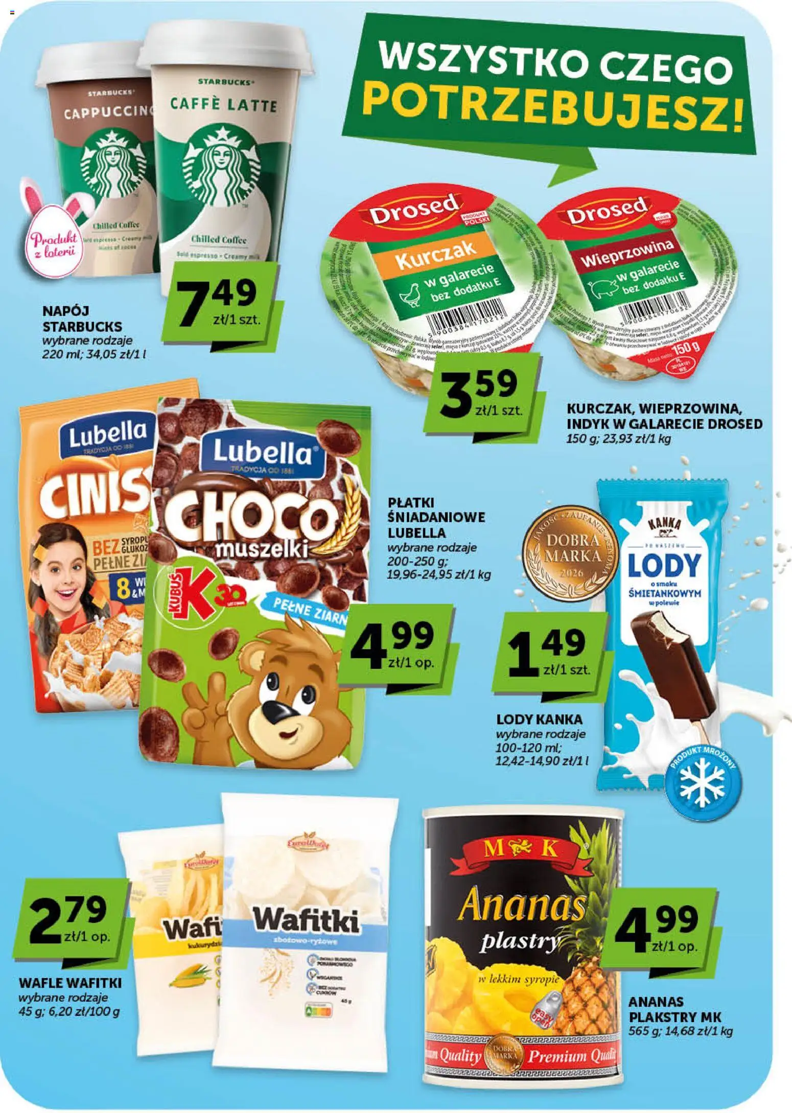 ABC gazetka od 09.04.2026 | Strona: 23 | Produkty: Płatki śniadaniowe, Cappuccino, Indyk w galarecie, Ananas