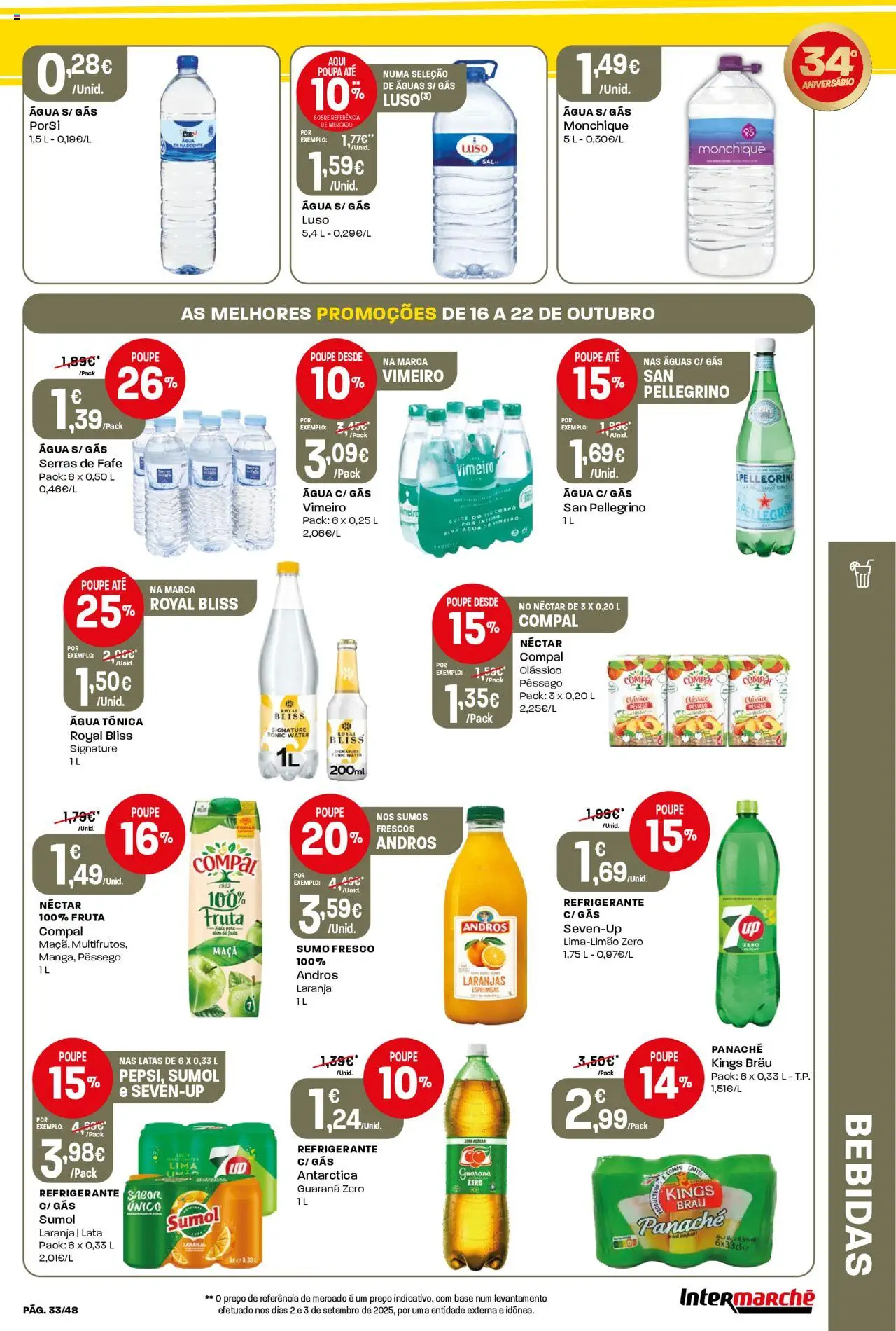 Intermarché folheto │ válido de 16.10.2025 | Página: 33 | Produtos: Refrigerante, Base, Sumo, Laranjas