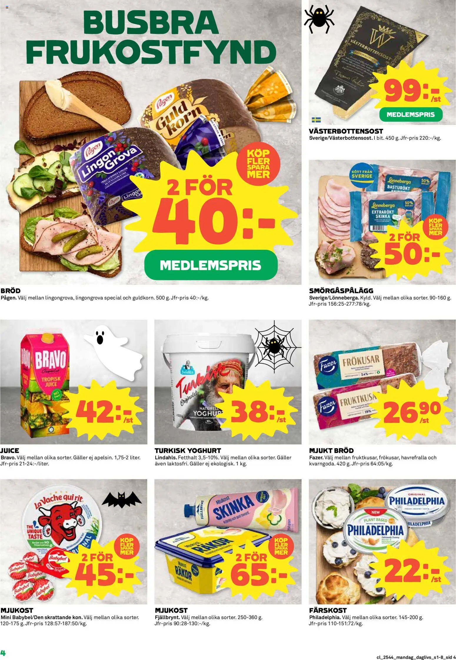 Coop Daglivs reklamblad aktuell från 27.10.2025 | Sida: 4 | Produkter: Galler, Smörgåspålägg, Bröd, Mjukost