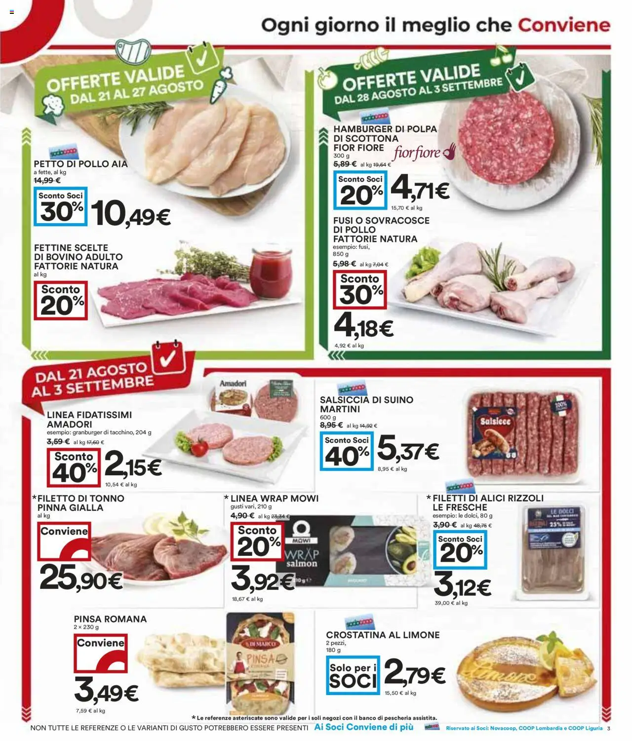 Volantino COOP del 21.08.2025 | Pagina: 3 | Prodotti: Bovino, Petto di Pollo, Limone, Alici