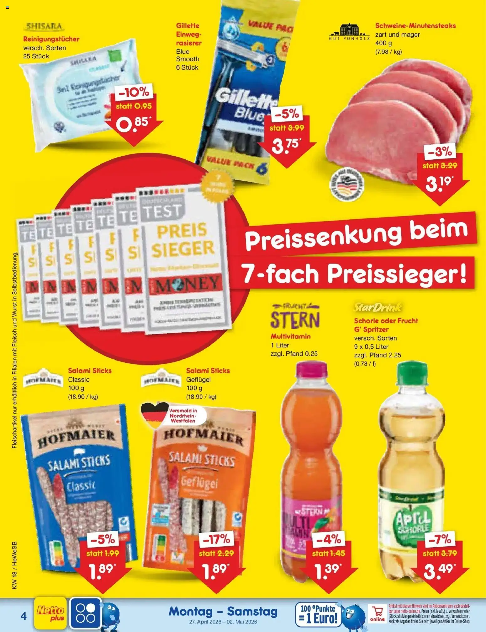 Netto Marken-Discount Prospekt Hamburg	 – gültig ab 27.04.2026 | Seite: 6 | Produkte: Rasierer, Reinigungstücher, Salami, Fleisch