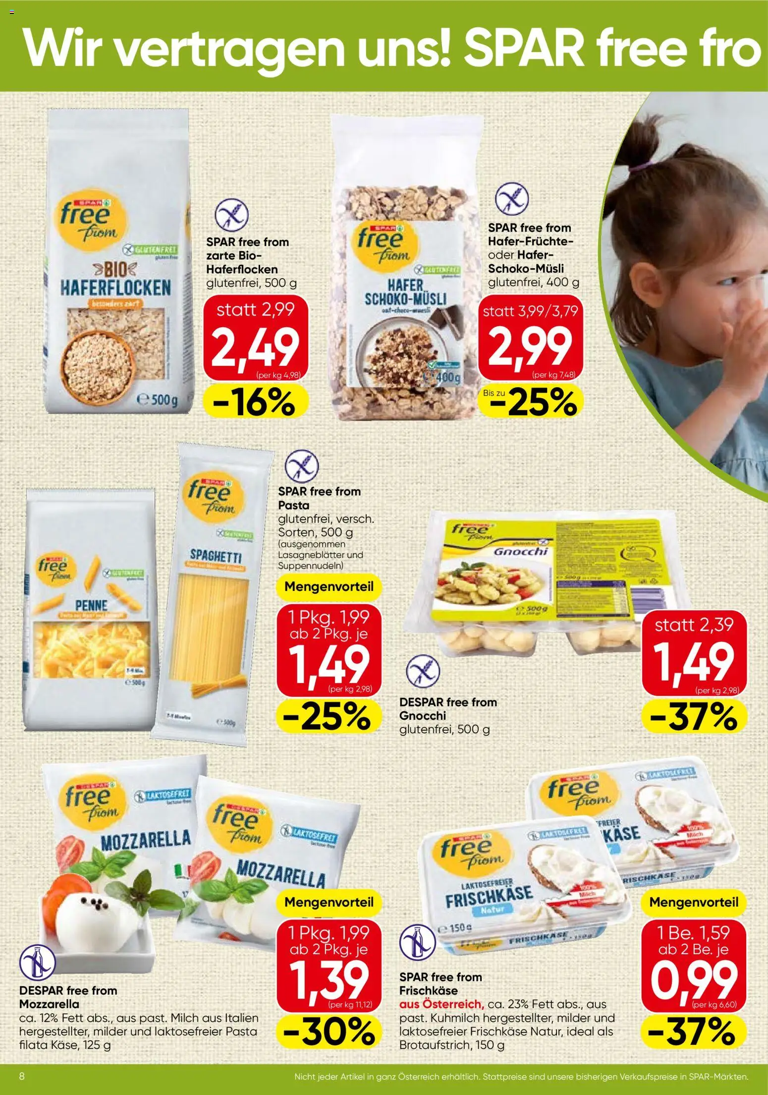 Spar Flugblatt - Steiermark gültig ab 05.03.2026 | Seite: 8 | Produkte: Pasta, Milch, Käse, Hajdina liszt