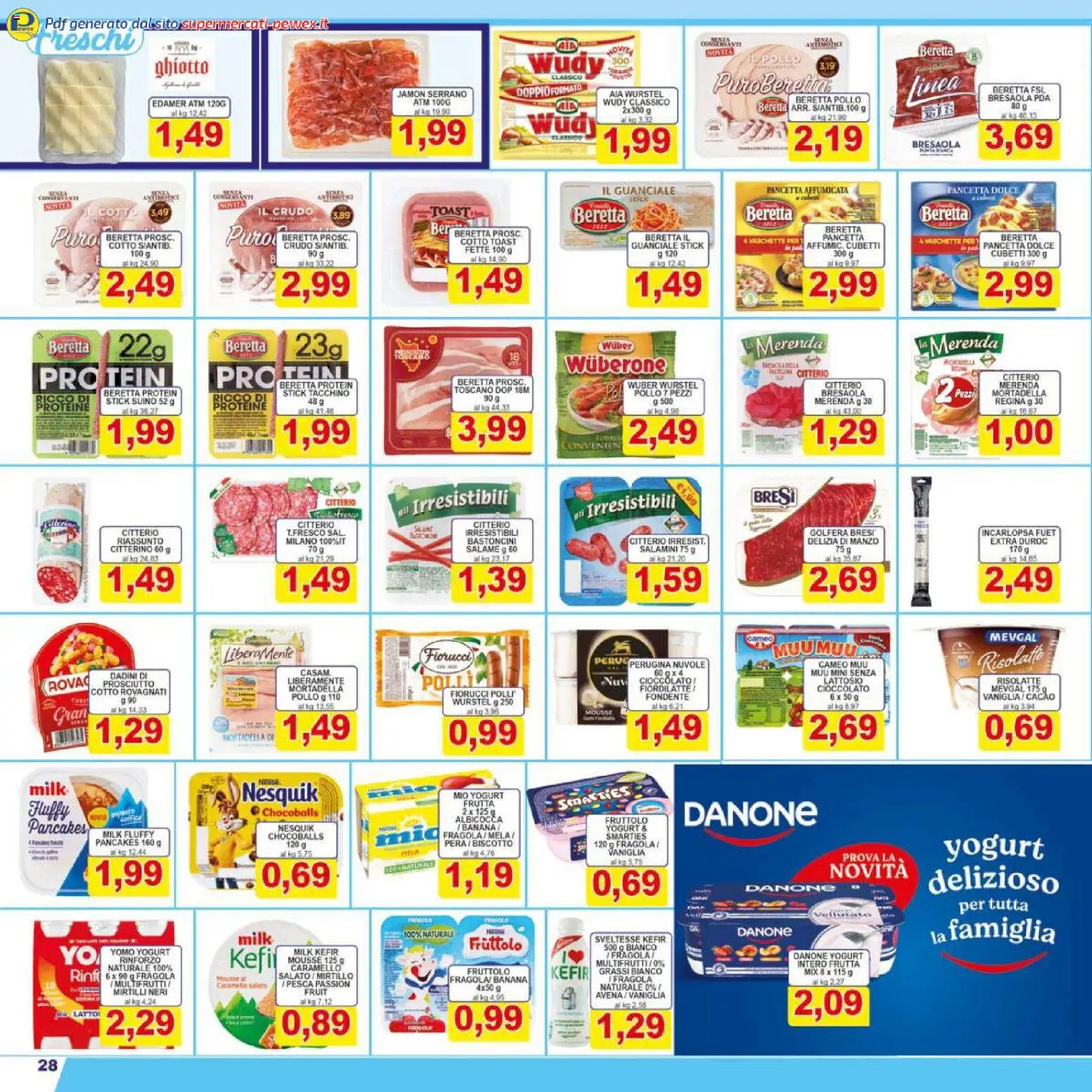 Volantino Pewex del 06.12.2025 | Pagina: 28 | Prodotti: Yogurt, Cioccolato, Manzo, Vaschette