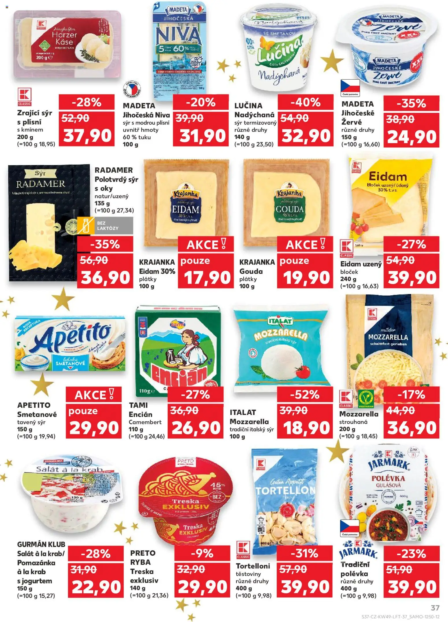 Kaufland leták - Praha 8 od 03.12.2025 | Strana: 37 | Produkty: Eidam, Mozzarella, Niva, Camembert