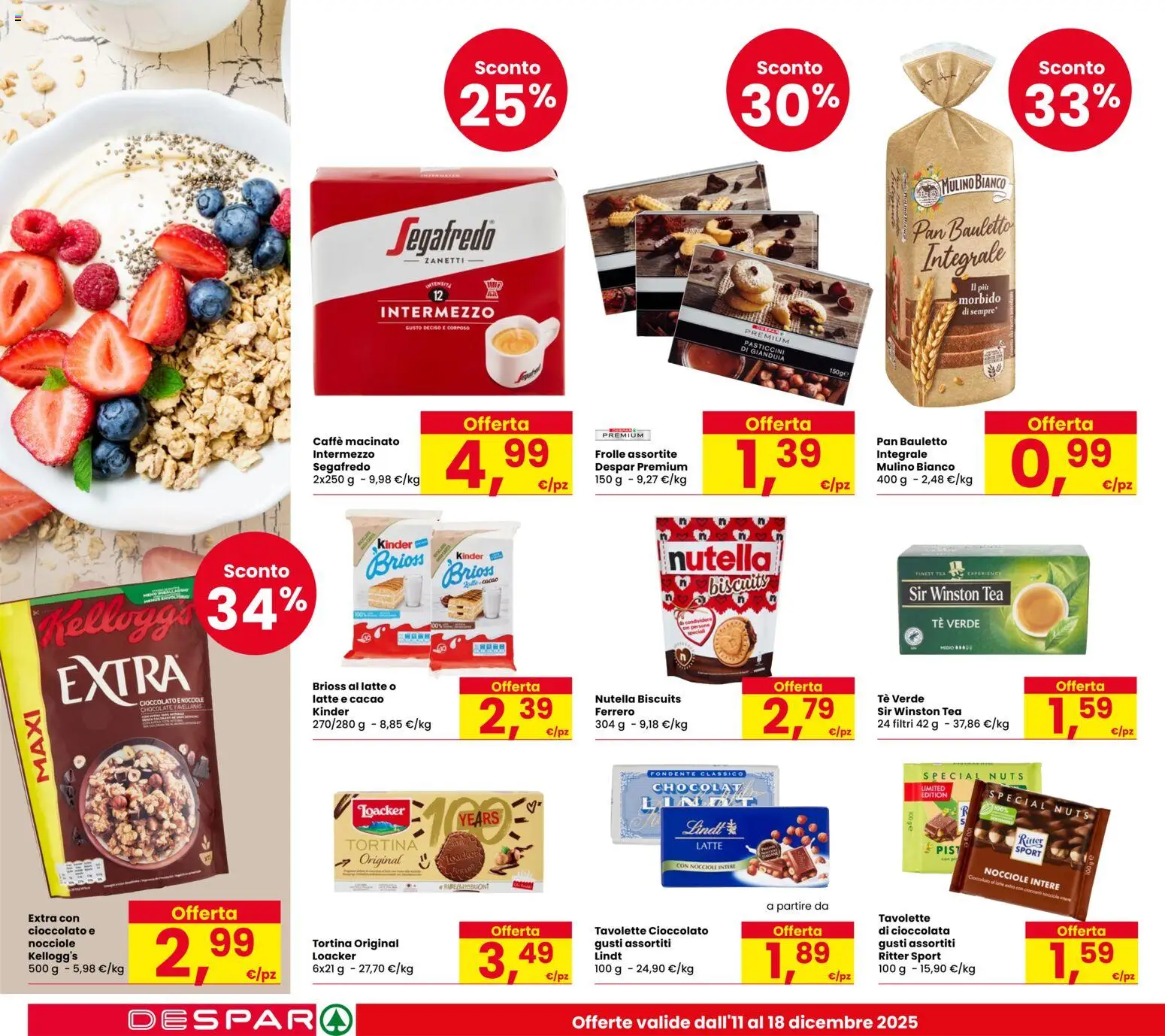 Volantino Despar del 11.12.2025 | Pagina: 26 | Prodotti: Cioccolato, Nocciole, Nutella, Cacao