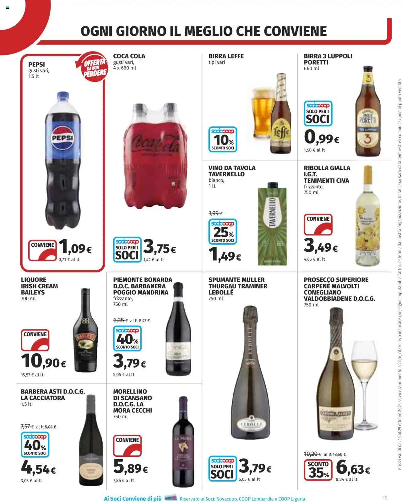 Volantino COOP del 16.10.2025 | Pagina: 15 | Prodotti: Prosecco, Vino, Data, Coca Cola