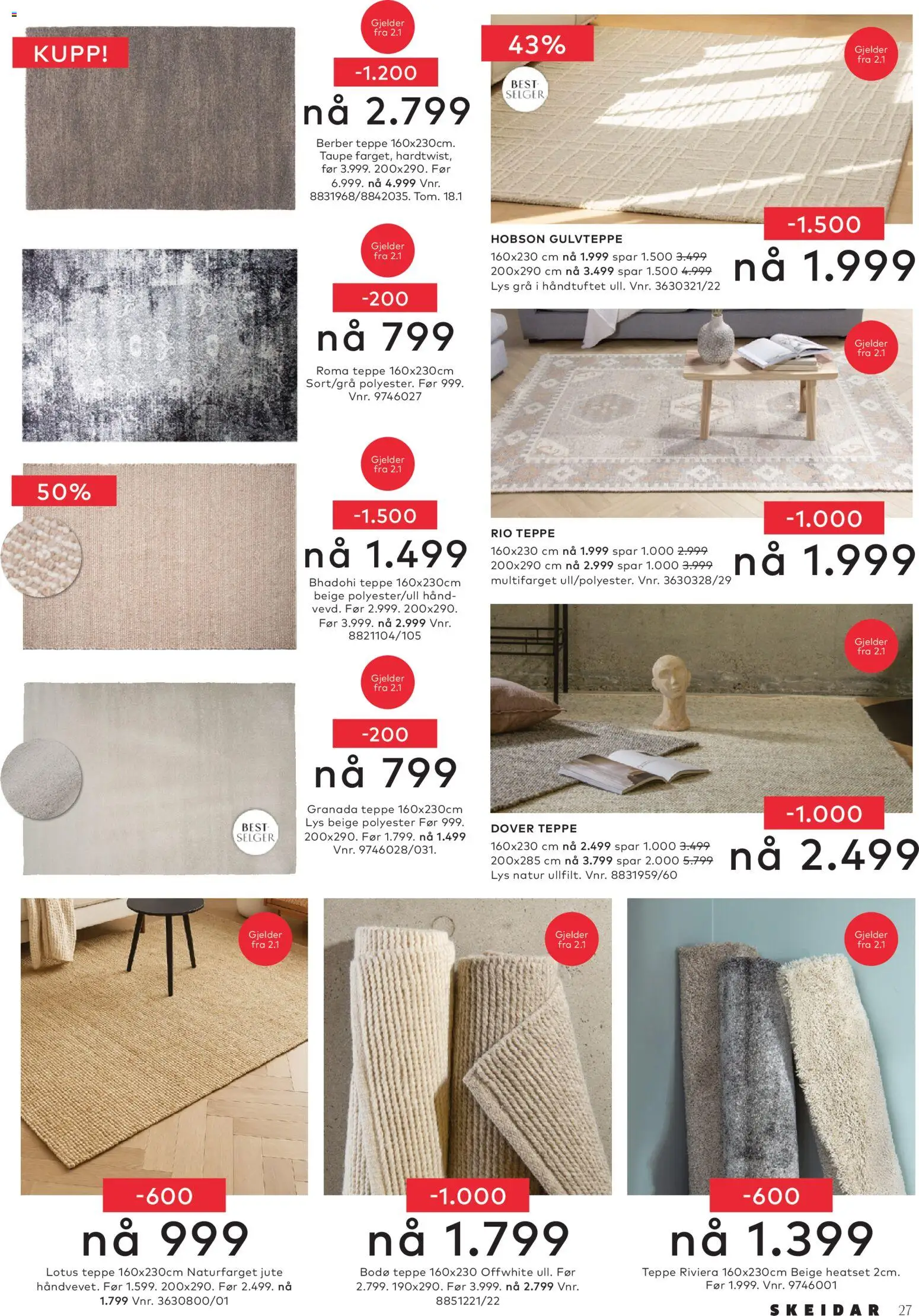 {H1} | Side: 27 | Produkter: Lys, Sparris, Teppe