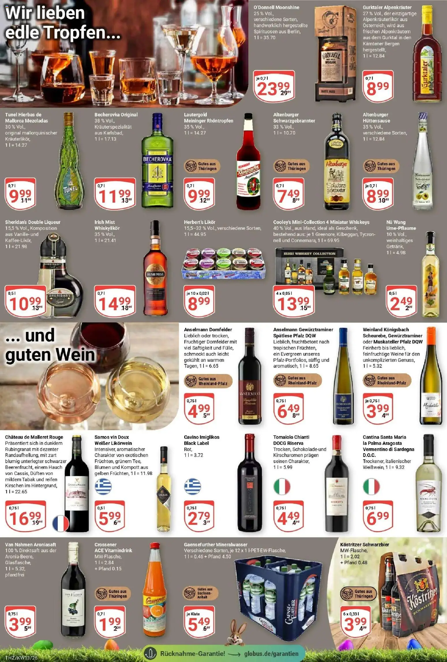 Globus prospekt Zeitz	 – gültig ab 23.03.2026 | Seite: 18 | Produkte: Kostritzer, Rouge, Mineralwasser, Wein