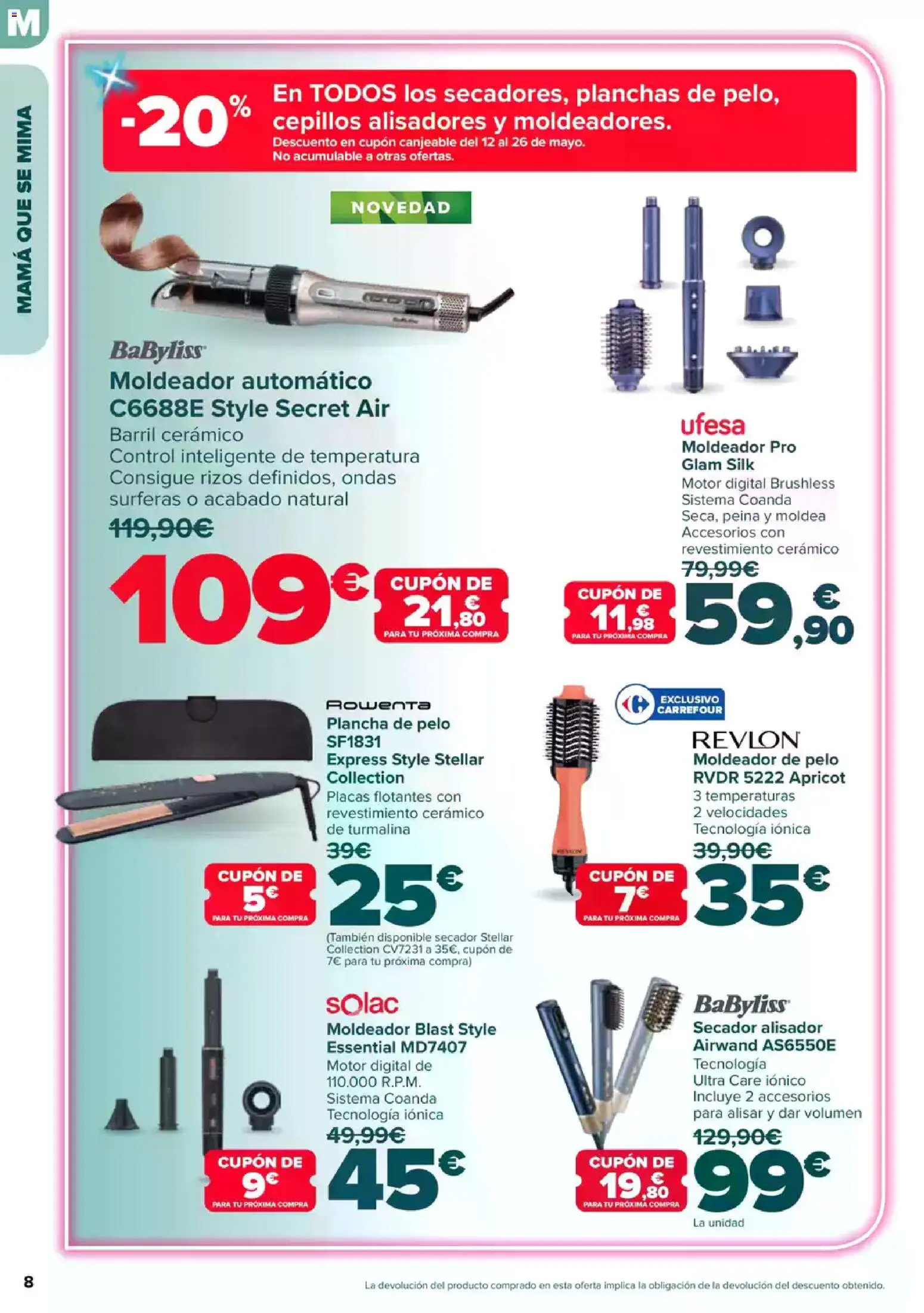 Carrefour Dia de la Madre │ válido desde el 23.04.2026 | Página: 8 | Productos: Plancha, Plancha de pelo
