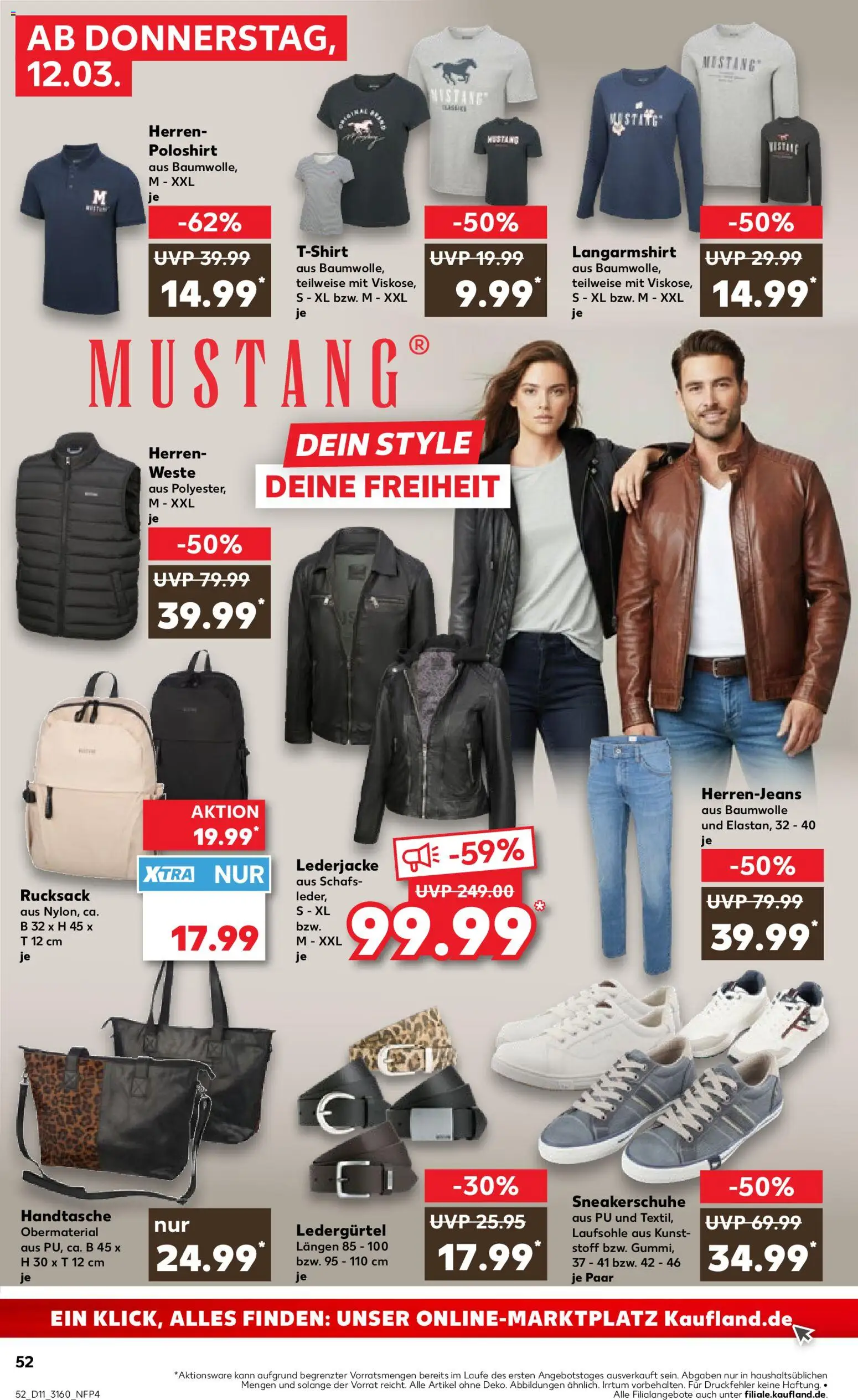 Kaufland Prospekt 	 – gültig ab 12.03.2026 | Seite: 52 | Produkte: Langarmshirt, Weste, Rucksack, Jeans
