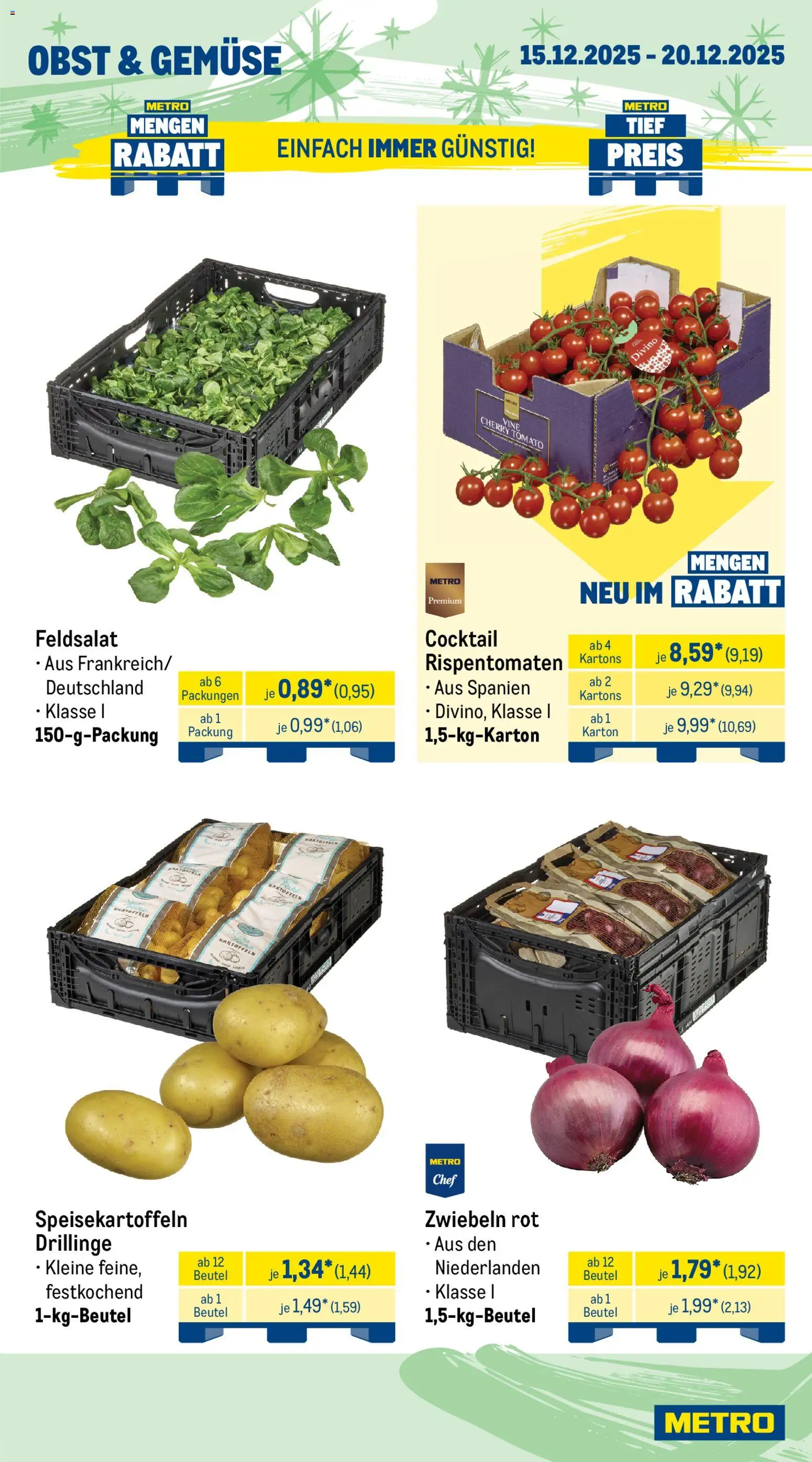 Metro Prospekt 	 – gültig ab 15.12.2025 | Seite: 9 | Produkte: Kartoffeln, Zwiebeln, Gemüse, Obst