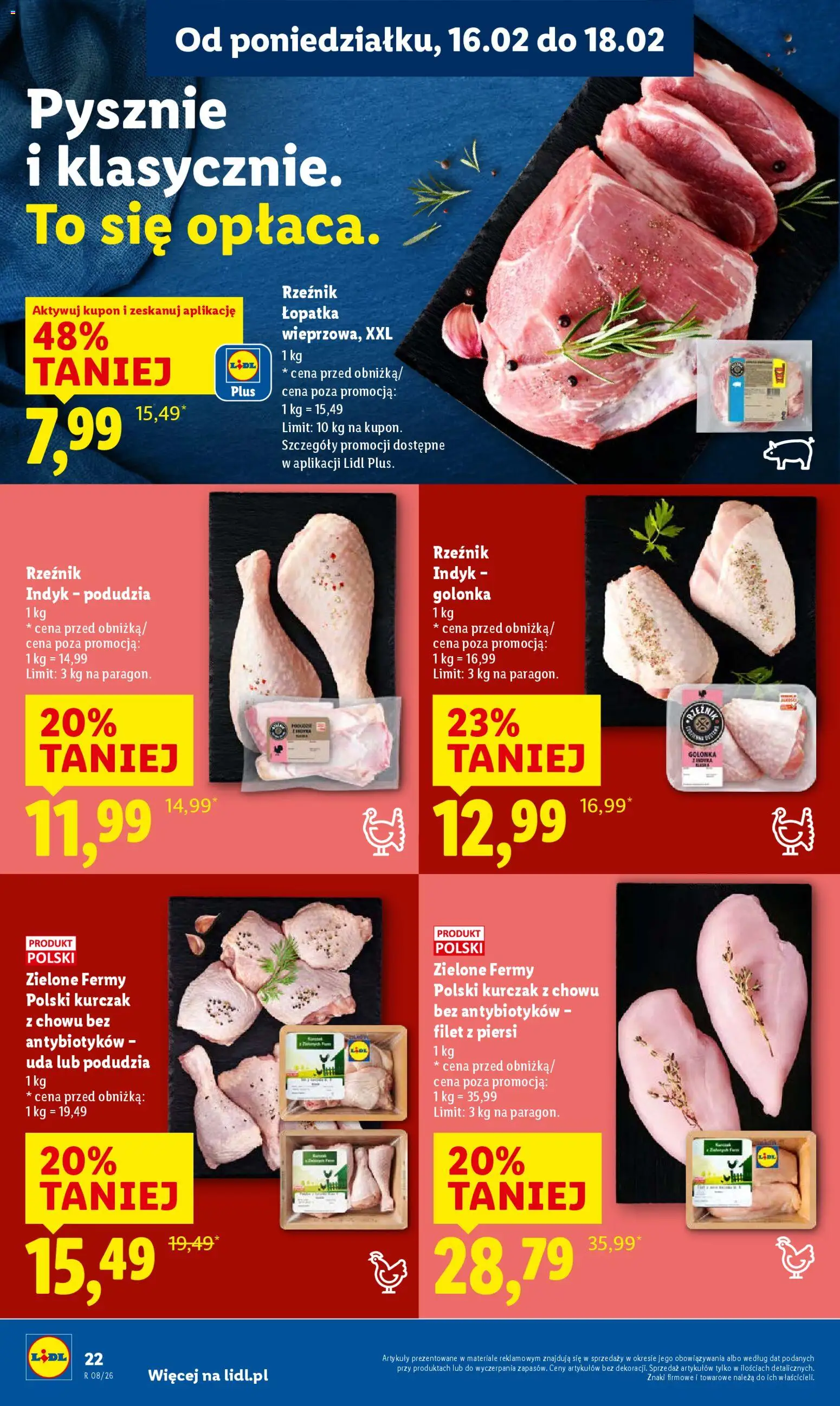 Lidl Gazetka od 16.02.2026 | Strona: 22 | Produkty: Kurczak, Piersi