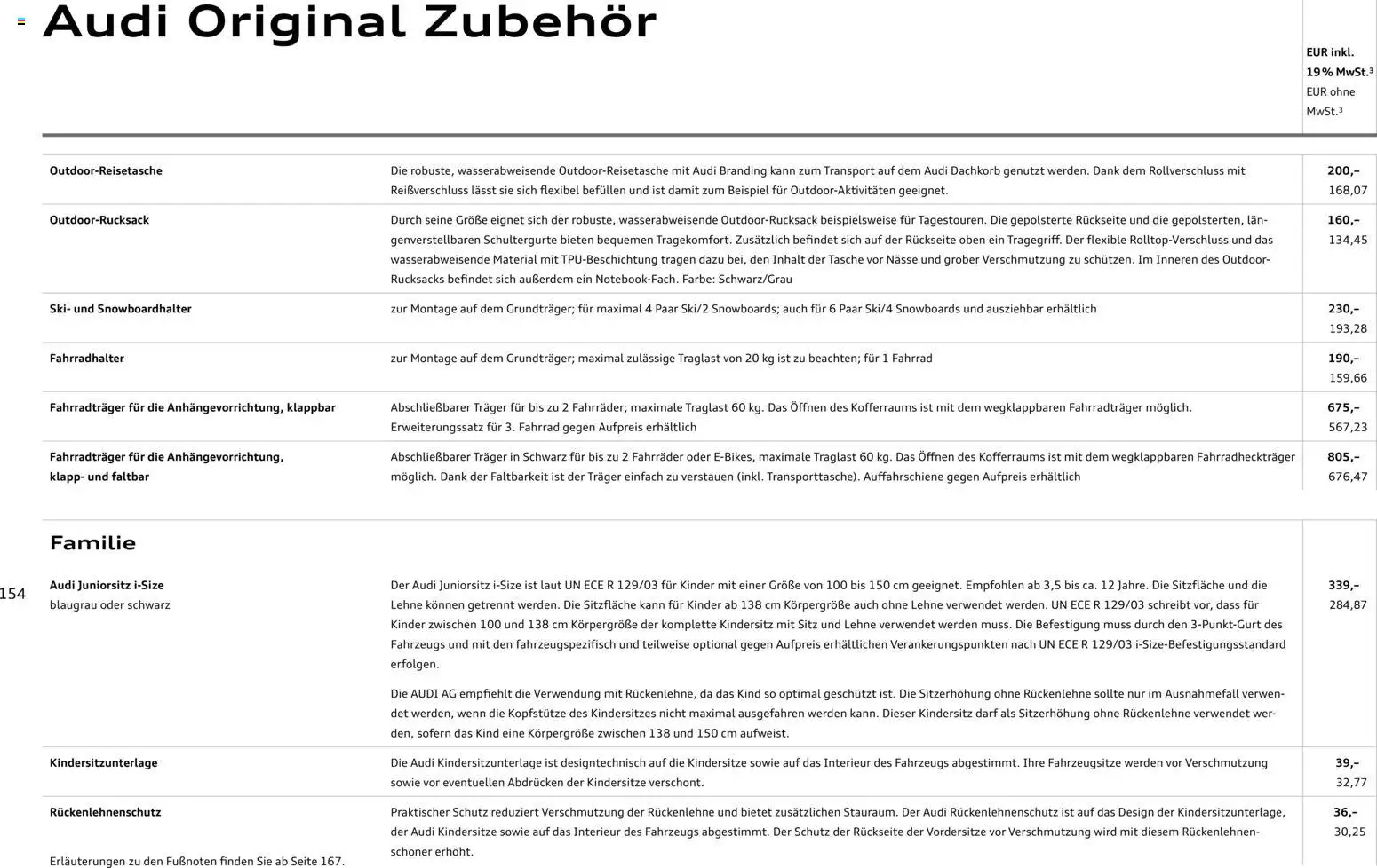 Audi  A6 e-tron – gültig ab 01.10.2025 | Seite: 154 | Produkte: Kaffeemaschine, Kaffee