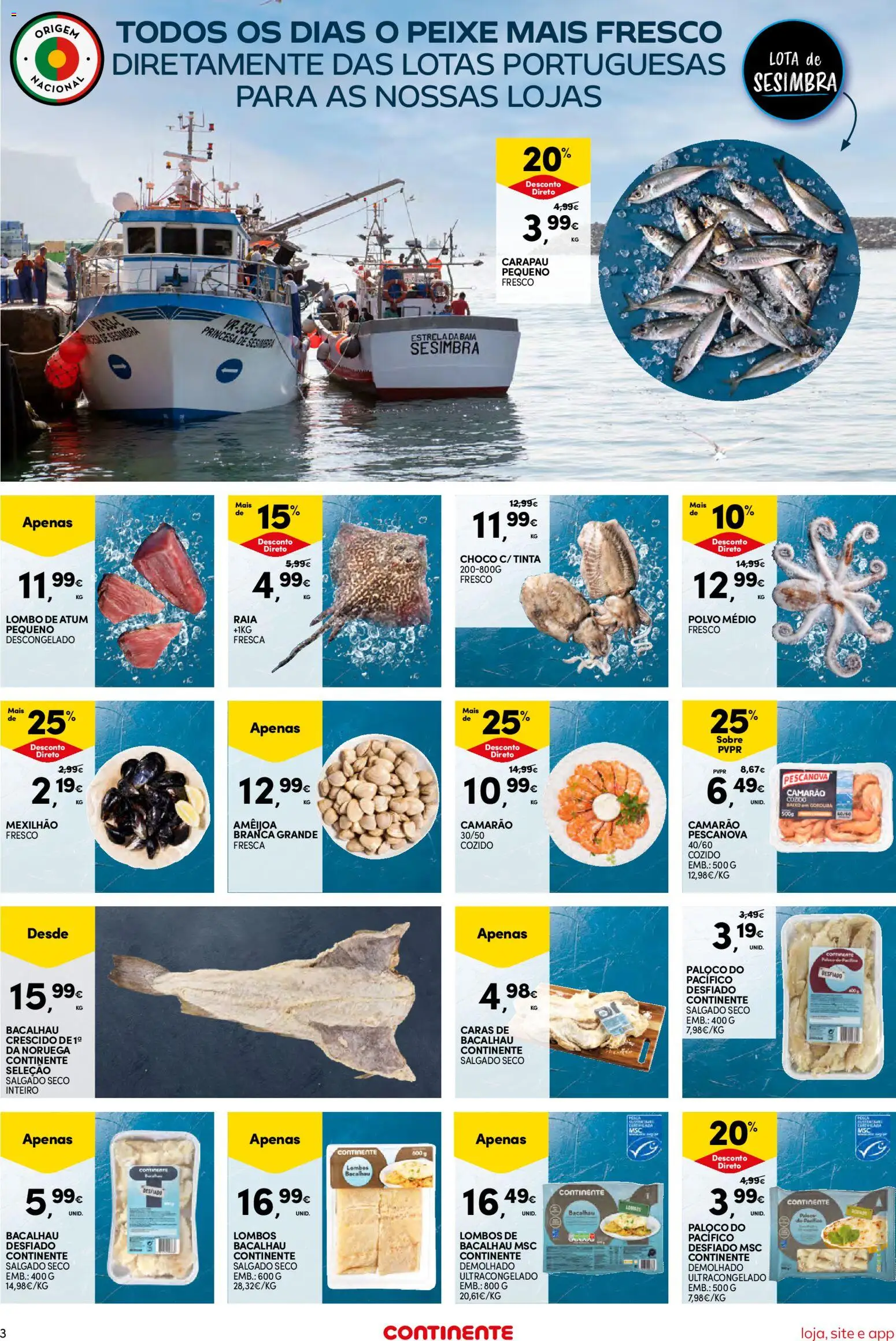 Continente Semanal Continente Bom Dia │ válido de 13.01.2026 | Página: 3 | Produtos: Atum, Tinta, Camarão, Peixe