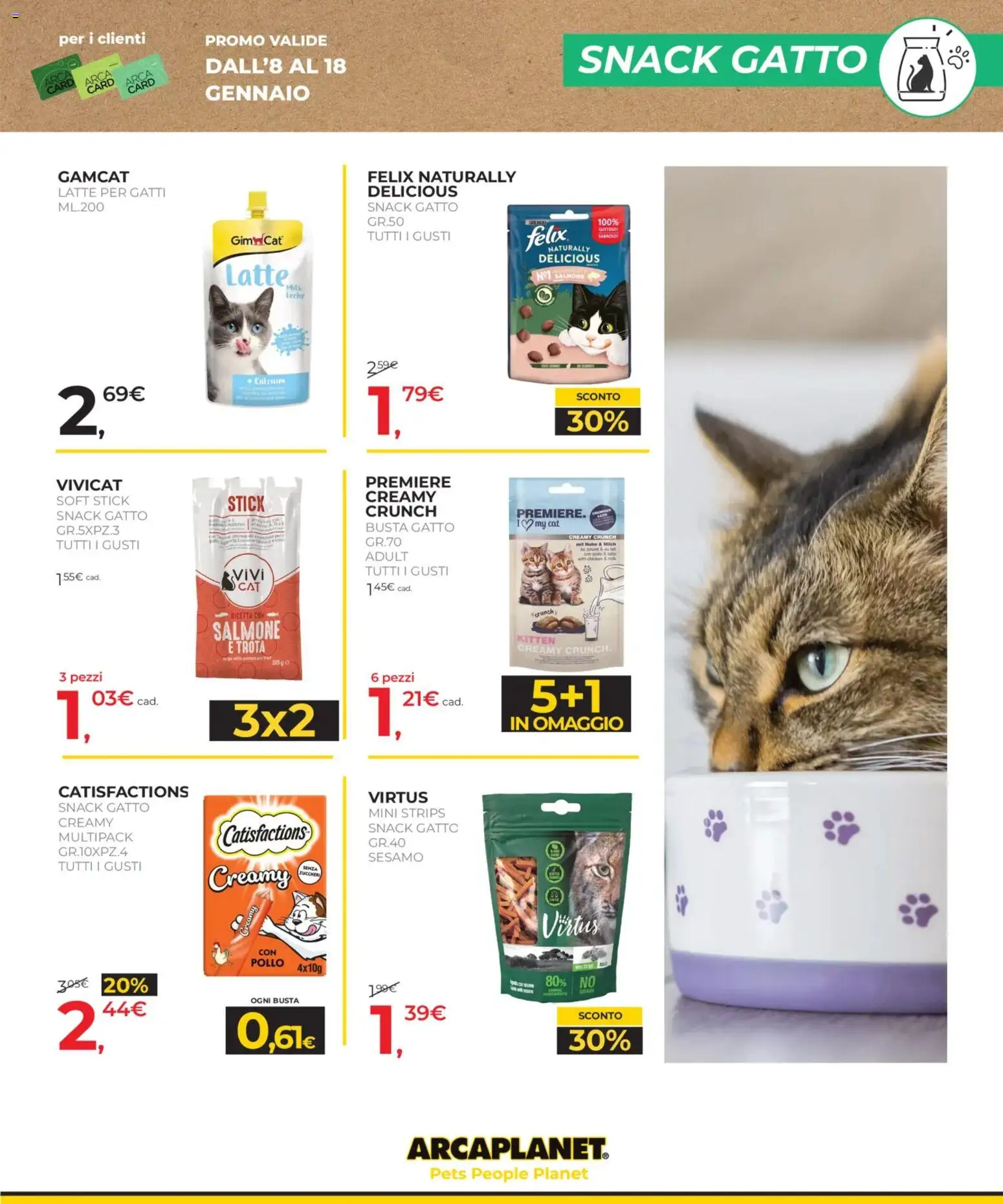 Volantino Arcaplanet del 08.01.2026 | Pagina: 7 | Prodotti: Pollo, Salmone, Trota, Latte