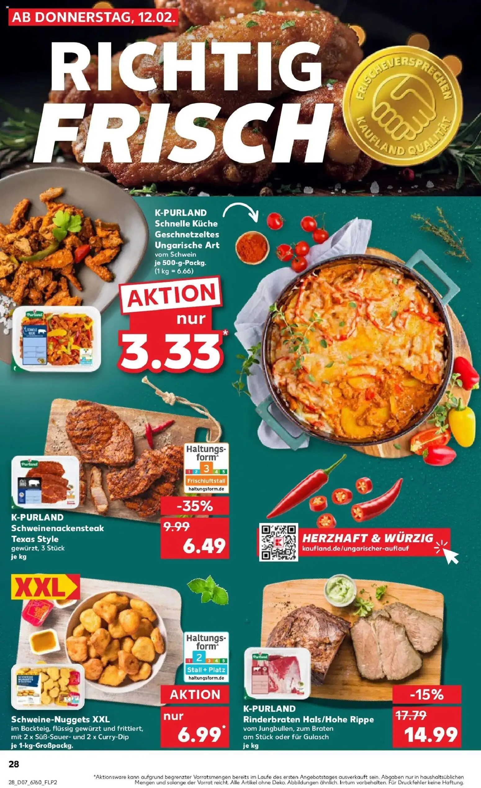 Kaufland prospekt Sulzbach-Rosenberg	 – gültig ab 16.02.2026 | Seite: 28 | Produkte: Rinderbraten, Küche, Gulasch, Steak