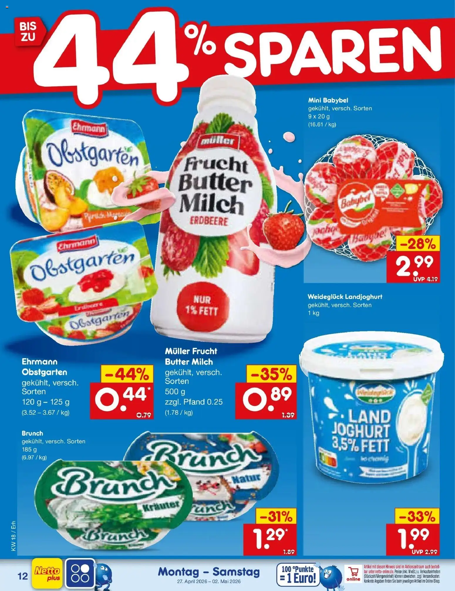 Netto Marken-Discount Prospekt München	 – gültig ab 27.04.2026 | Seite: 14 | Produkte: Milch, Butter, Joghurt, Babybel