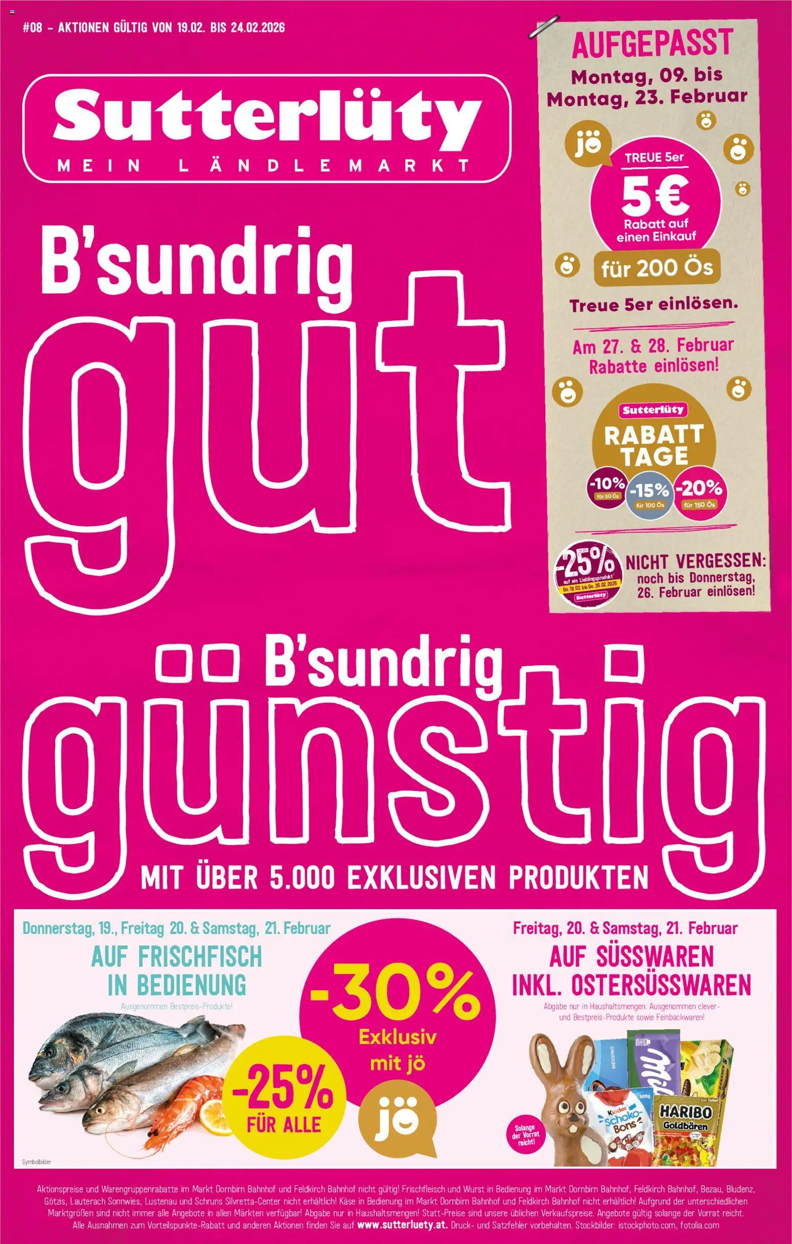 Sutterlüty Flugblatt gültig ab 19.02.2026 | Seite: 1 | Produkte: Wurst, Käse